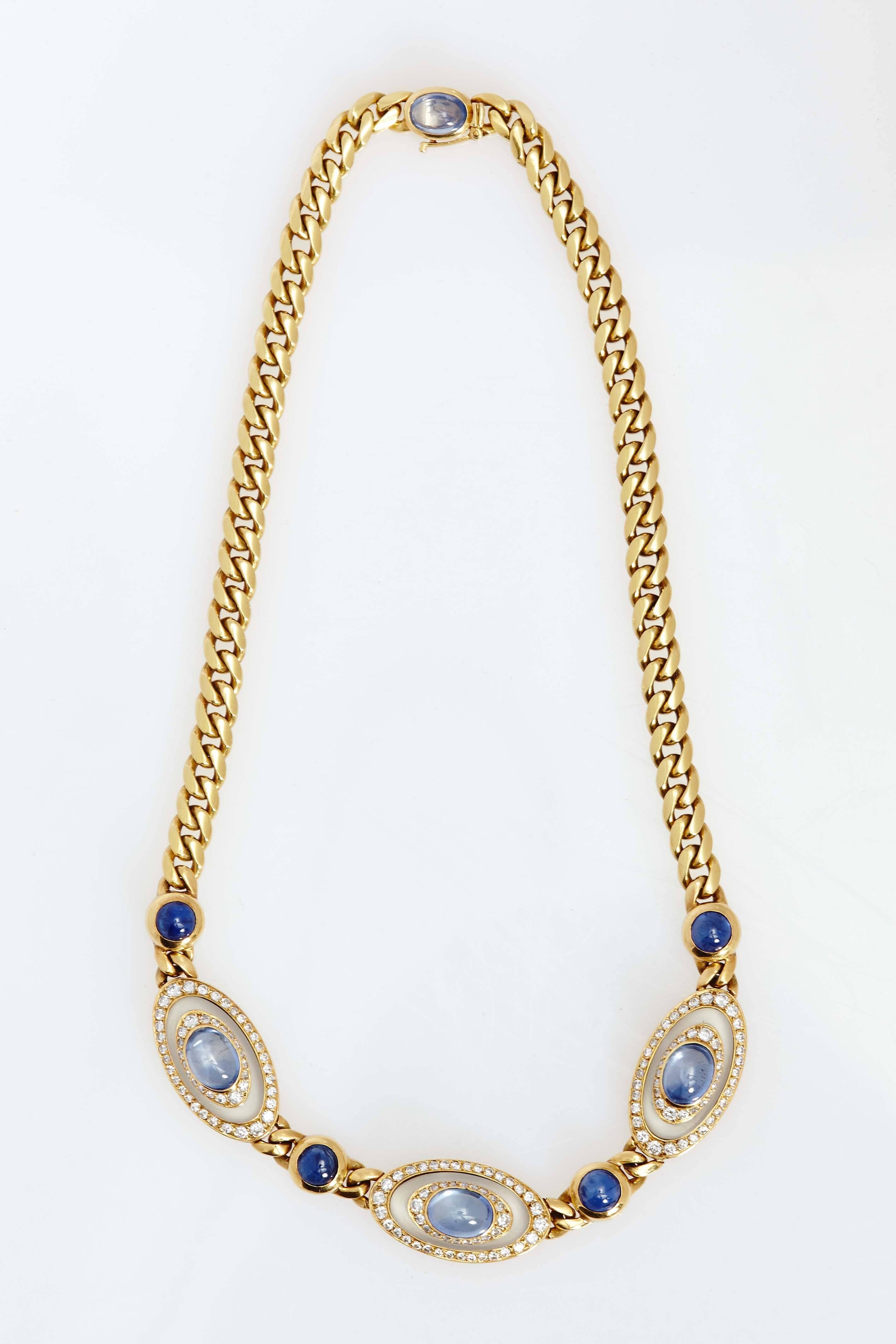 Women's Unusual Bulgari Sapphire Rock Crystal Diamond Necklace 