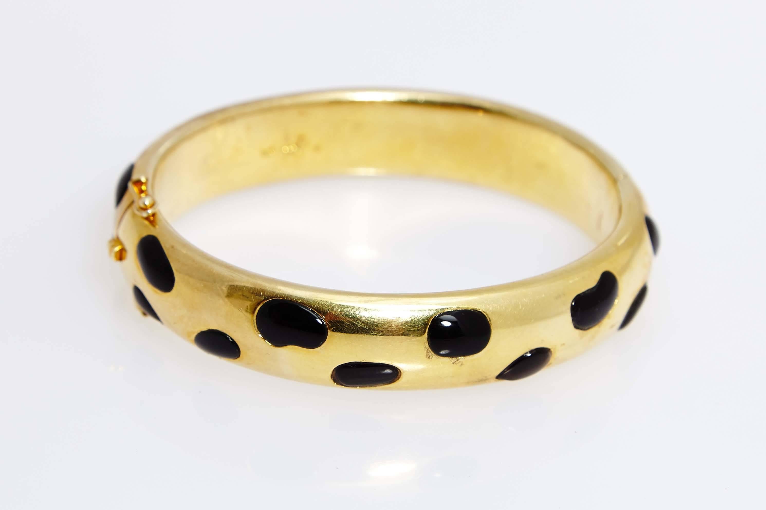 Leopard Gold Onyx Bracelet Earclips Set  In Excellent Condition In New York, NY