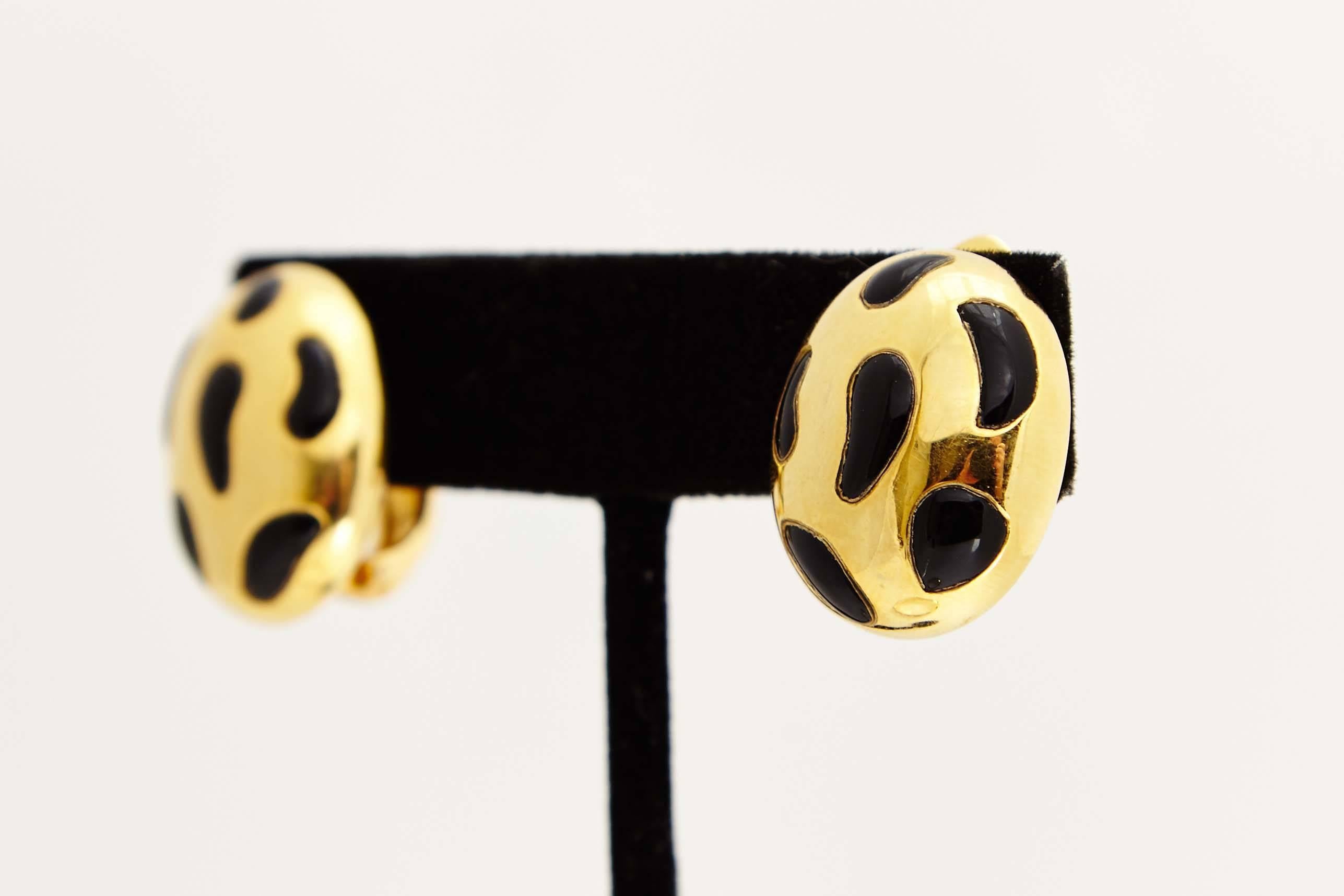 Leopard Gold Onyx Bracelet Earclips Set  1