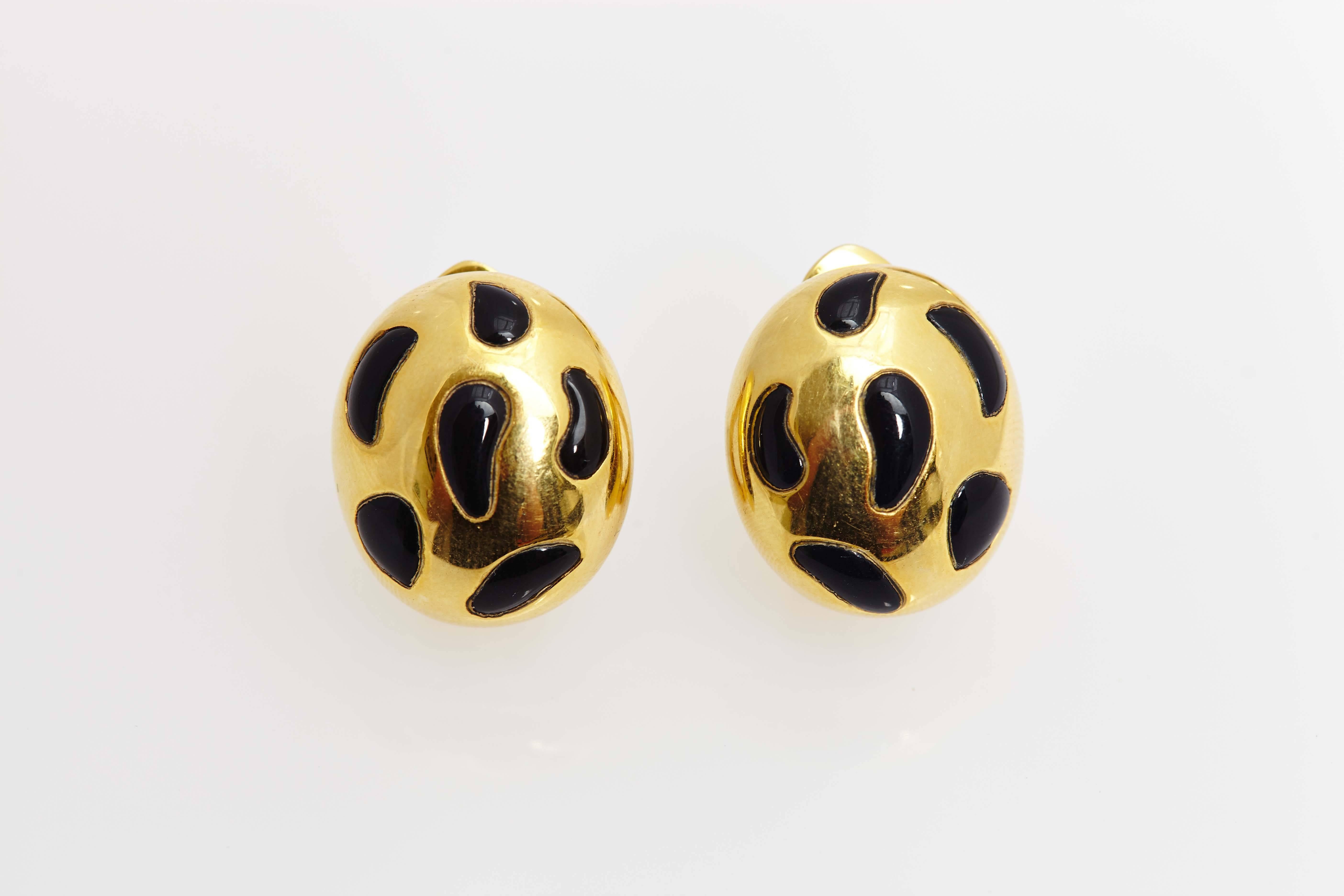 Leopard Gold Onyx Bracelet Earclips Set  2