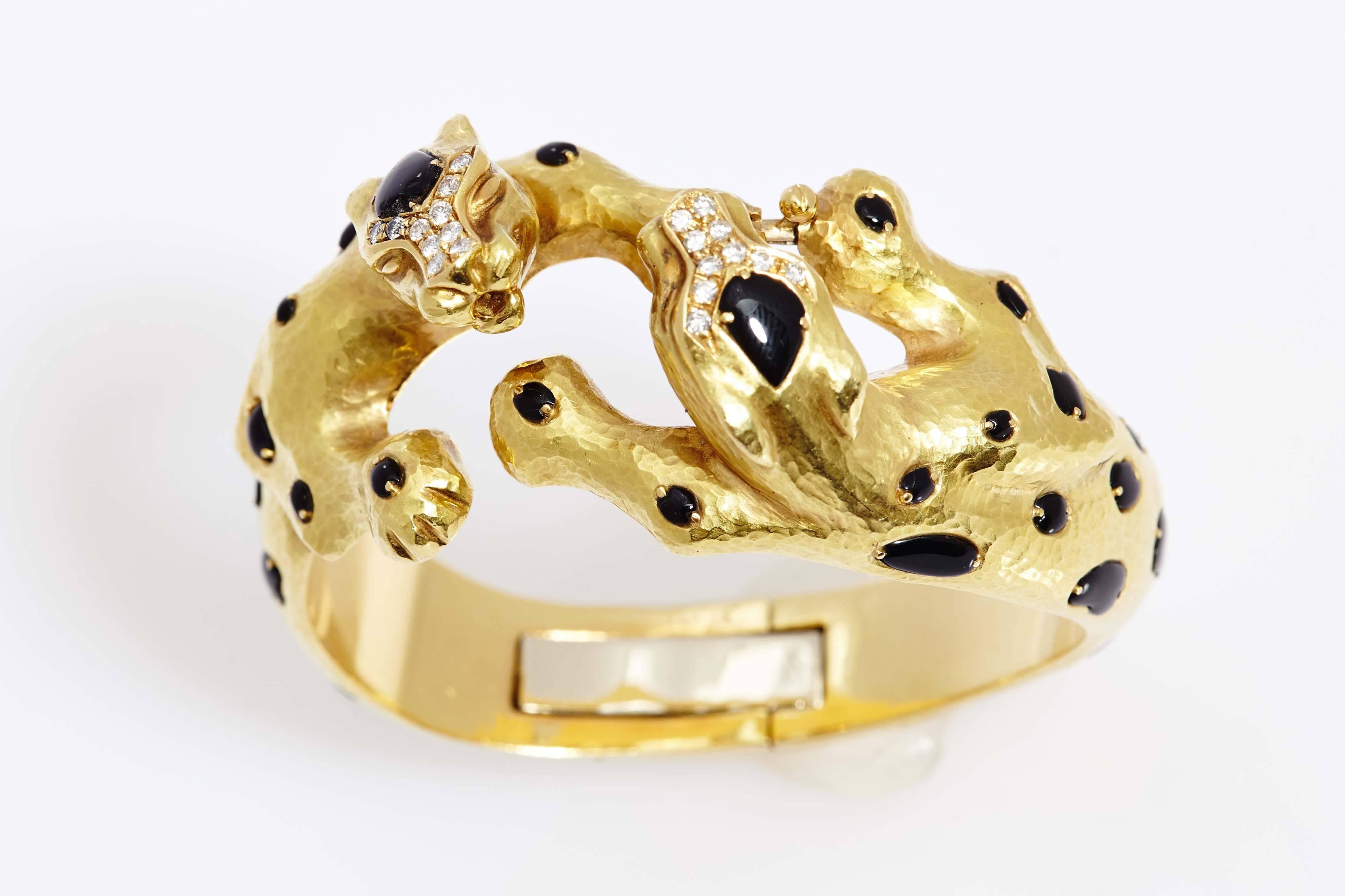 Italian Leopard Bracelet  In Good Condition For Sale In New York, NY