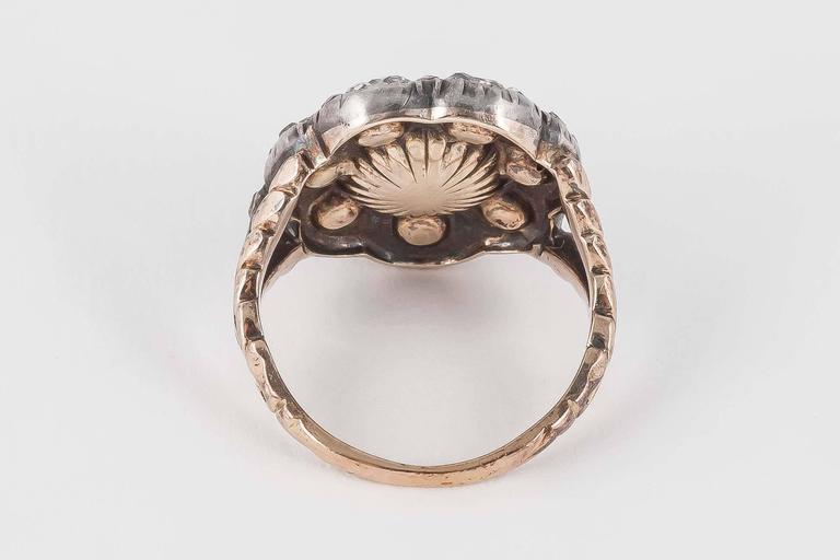 Closed Back Diamond Silver Gold Ring For Sale at 1stDibs