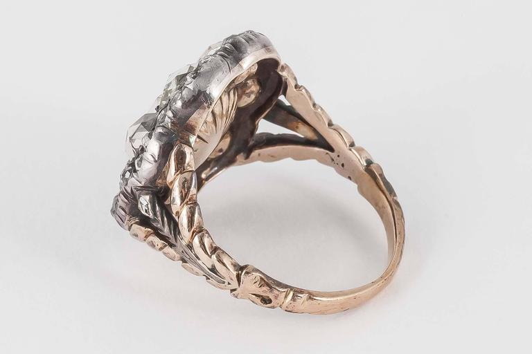 Closed Back Diamond Silver Gold Ring For Sale at 1stDibs