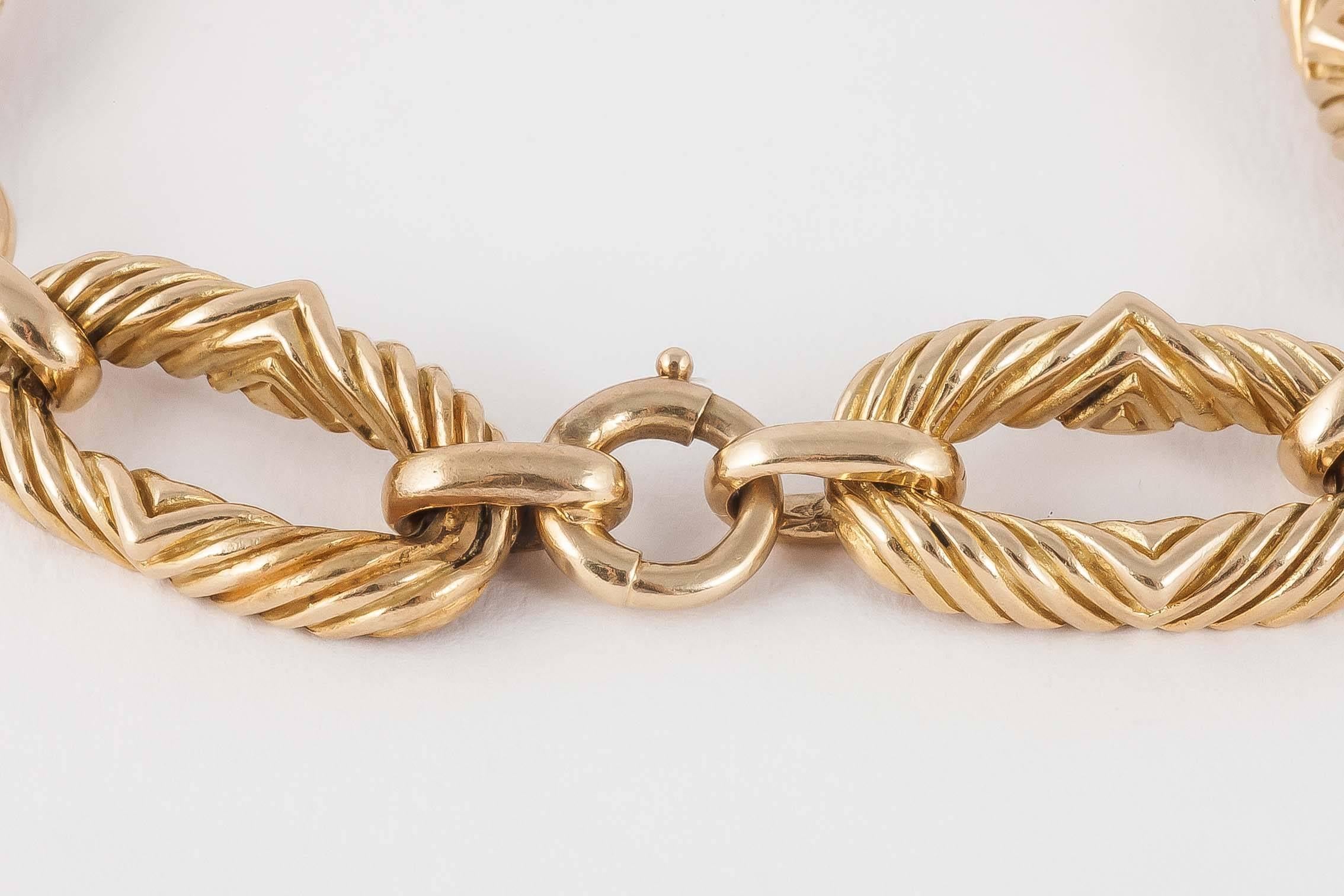 Modern 1960s Chaumet Heavy Gold Link Bracelet For Sale