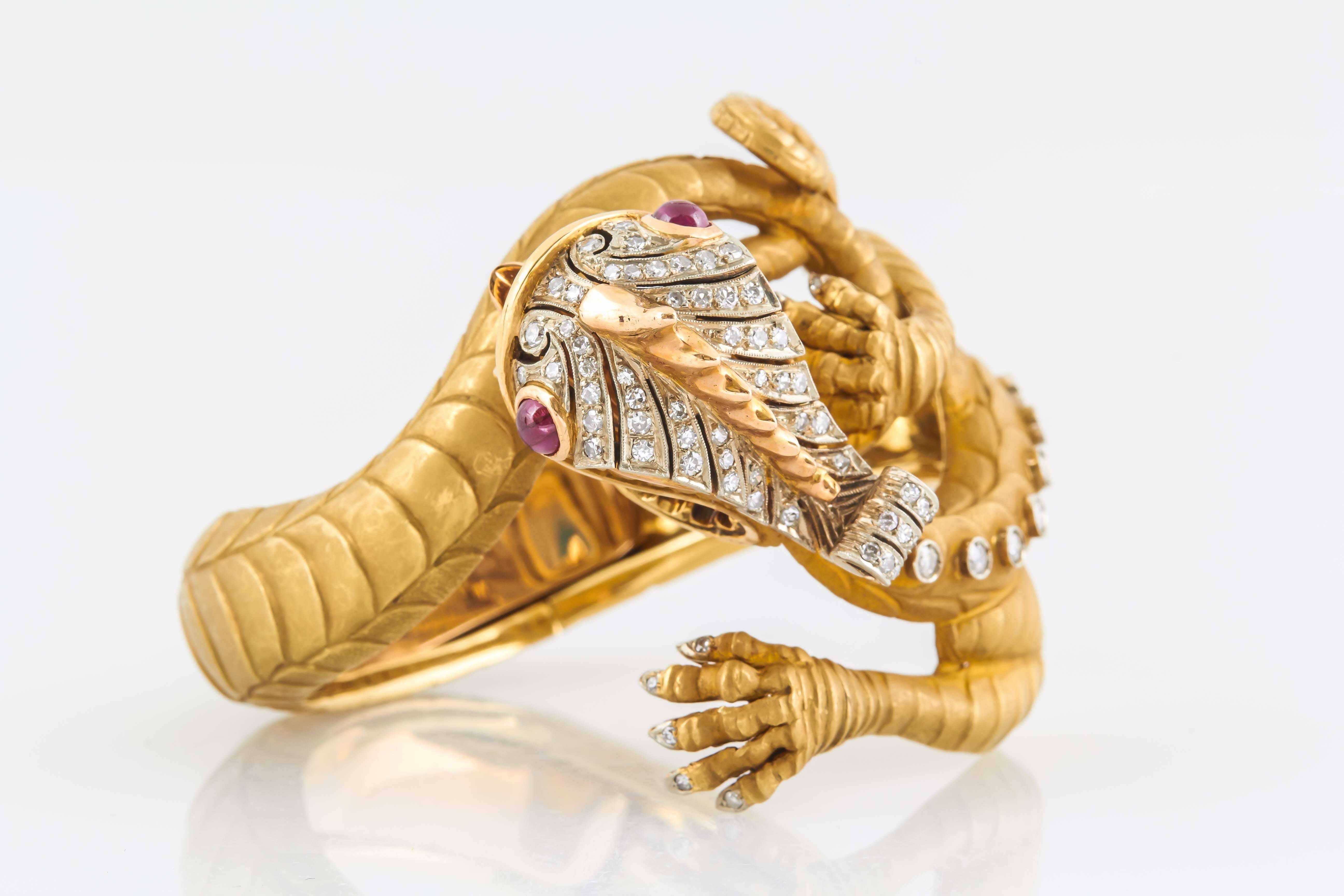 Unique Gold, Ruby and Diamond Dragon Bracelet 1