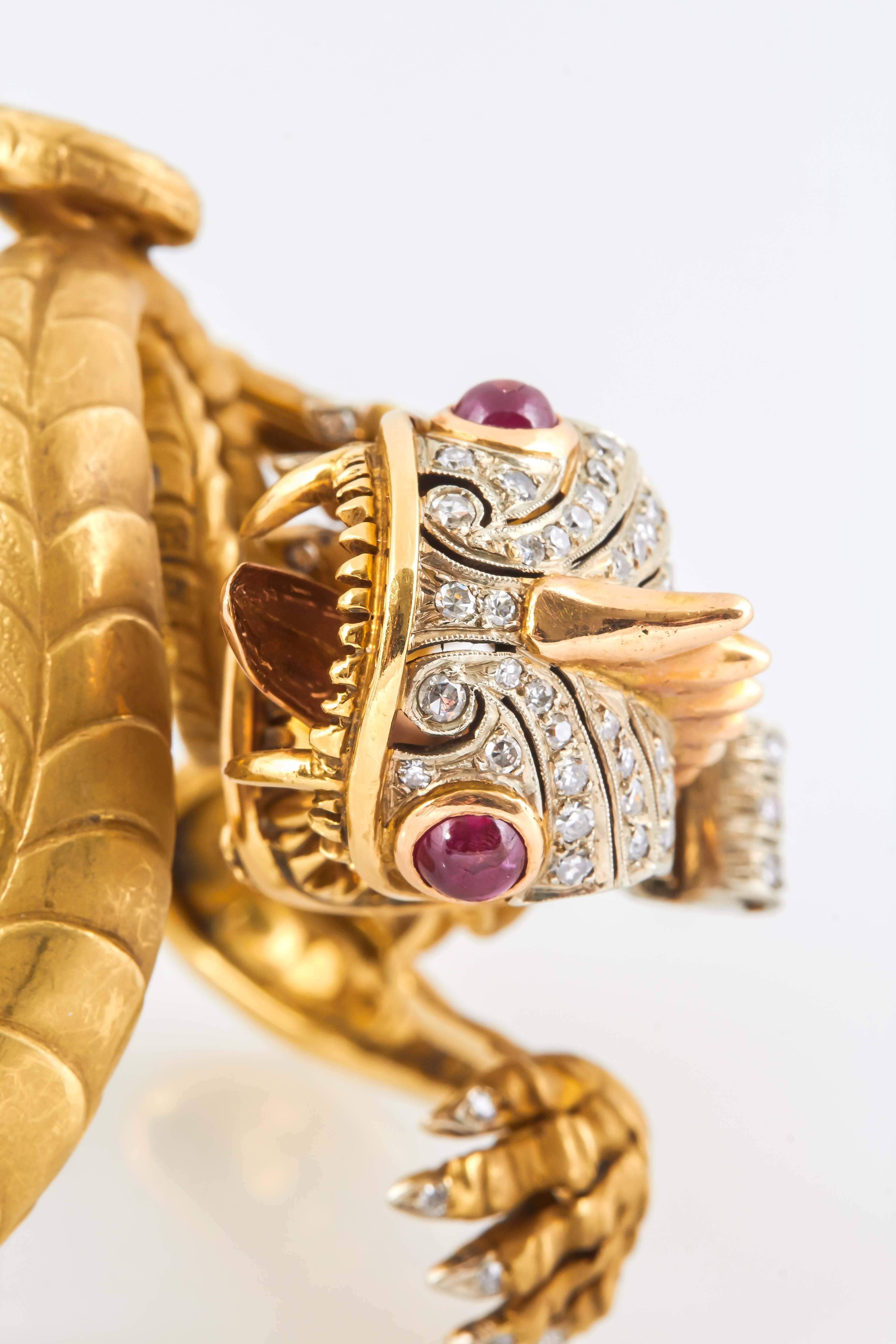 Unique Gold, Ruby and Diamond Dragon Bracelet 2