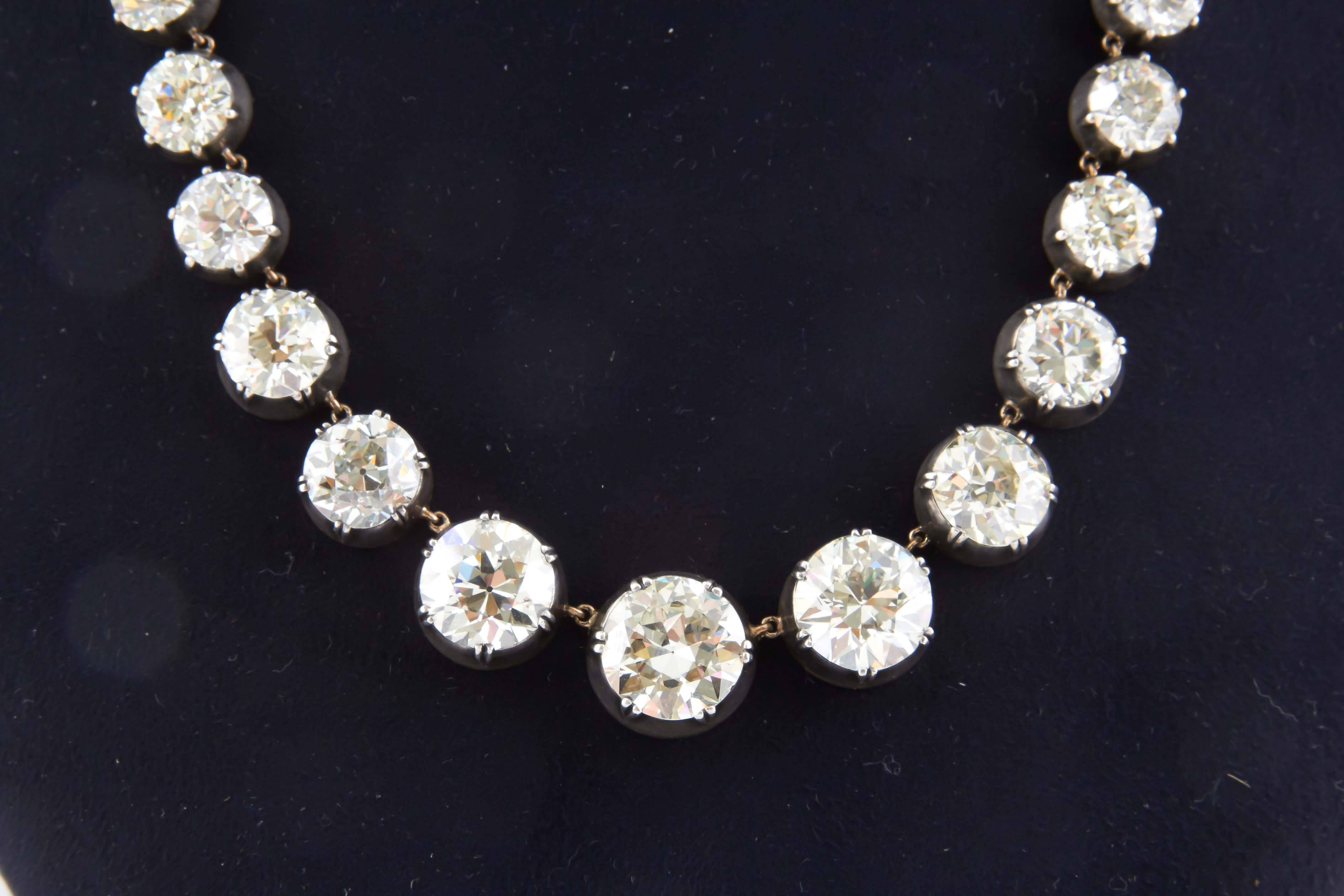 Round Cut Graduated Diamond Necklace For Sale