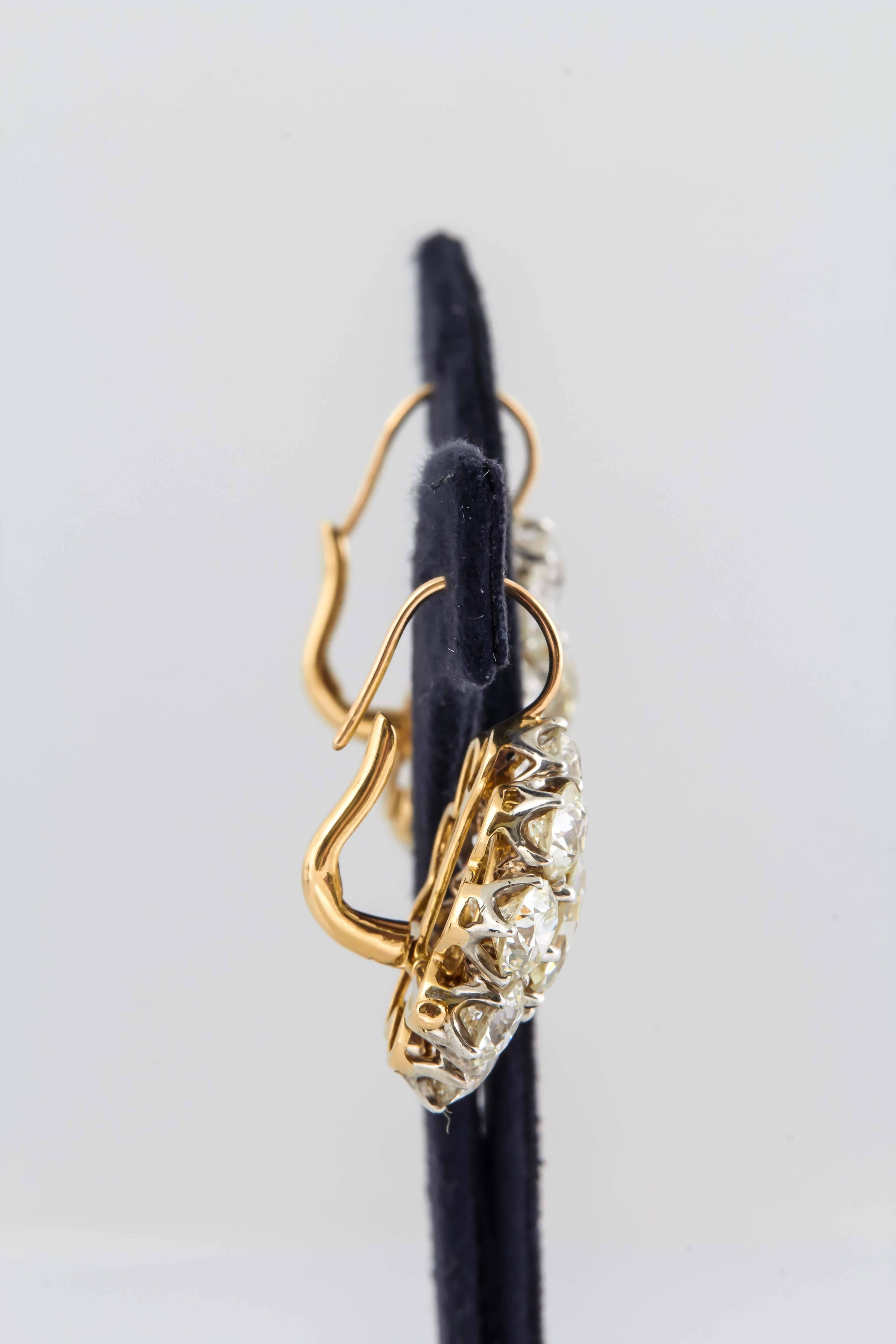 Art Deco Diamond Gold Daisy Cluster Earrings 1