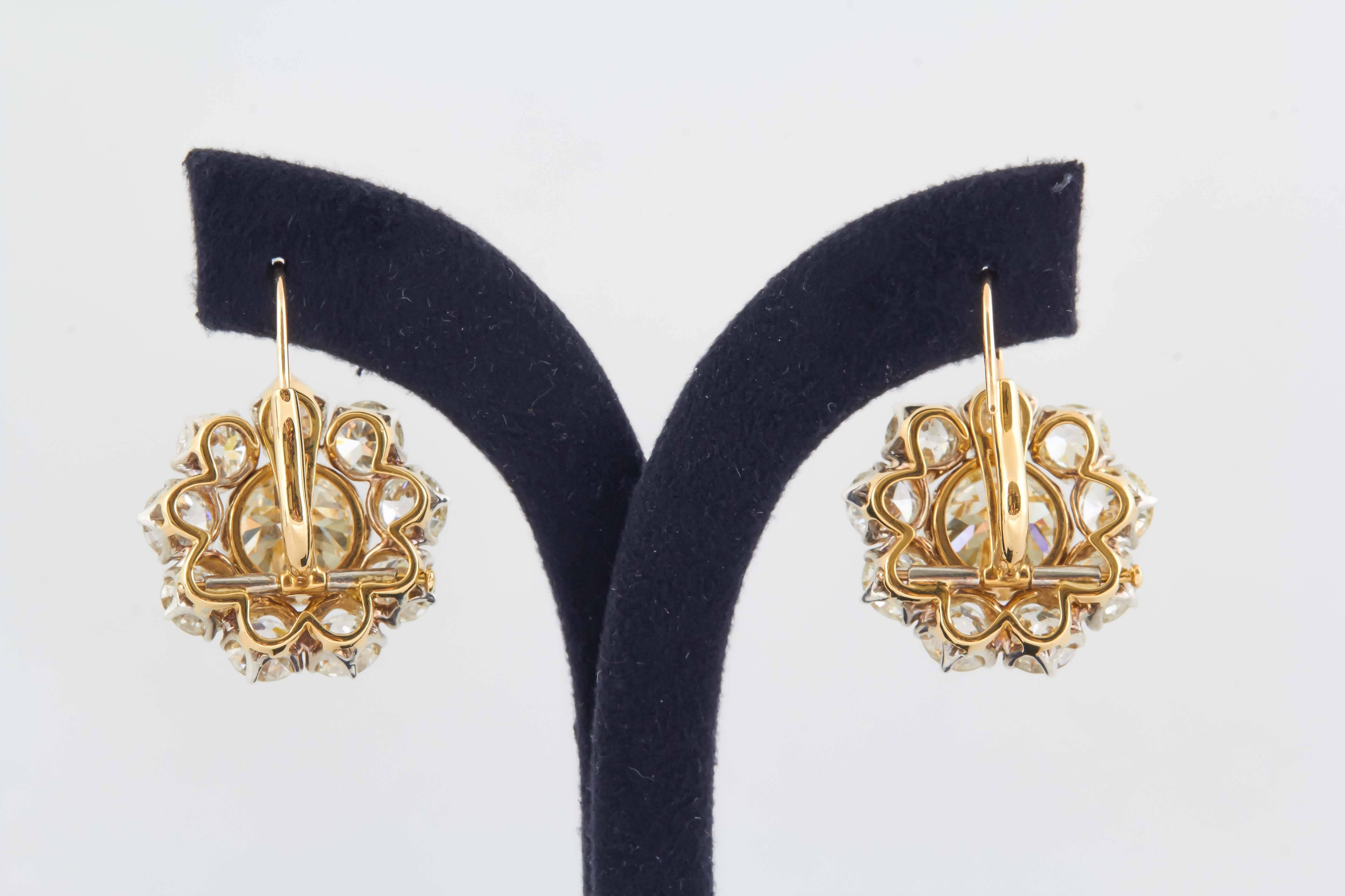 Art Deco Diamond Gold Daisy Cluster Earrings 2