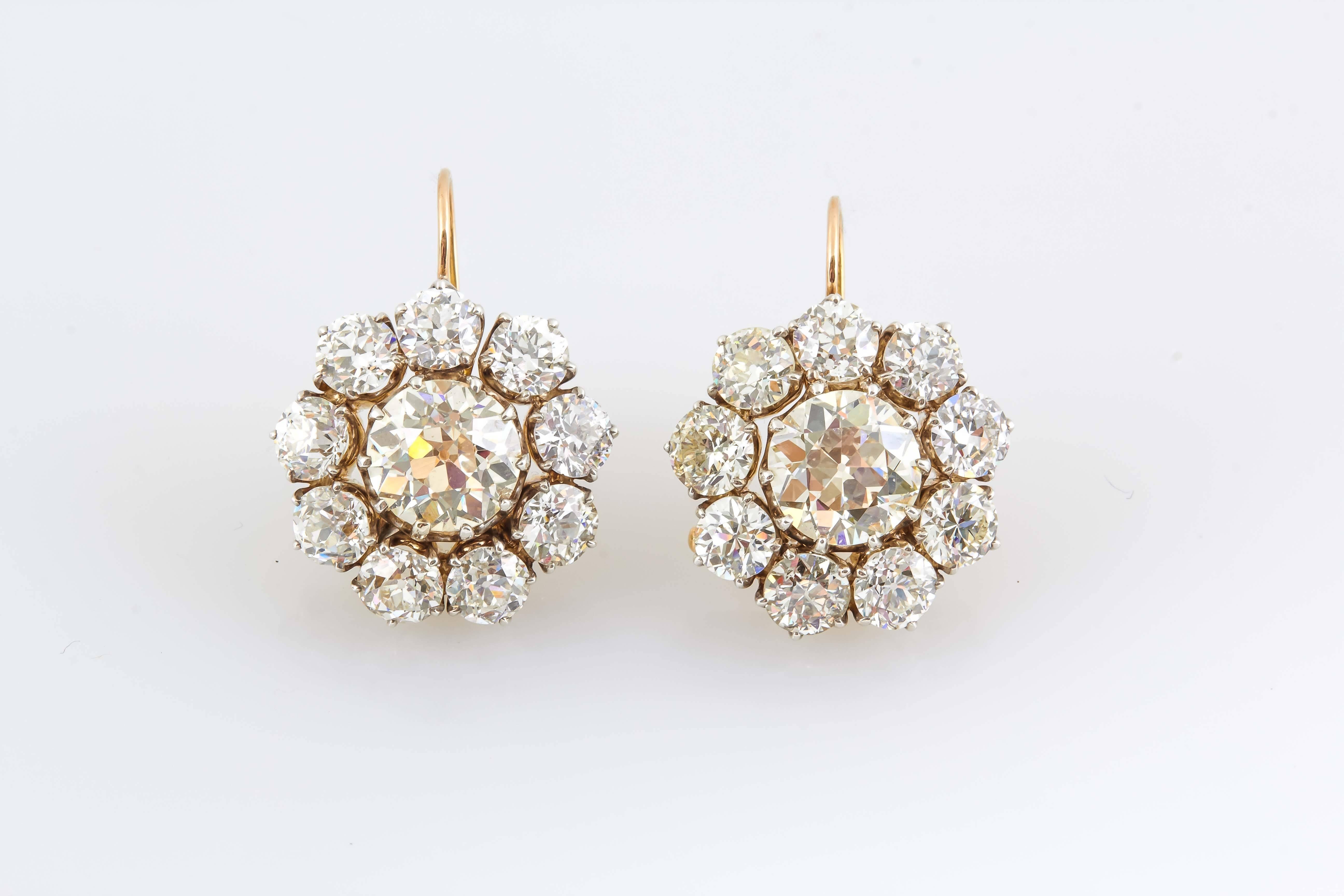 Art Deco Diamond Gold Daisy Cluster Earrings 3