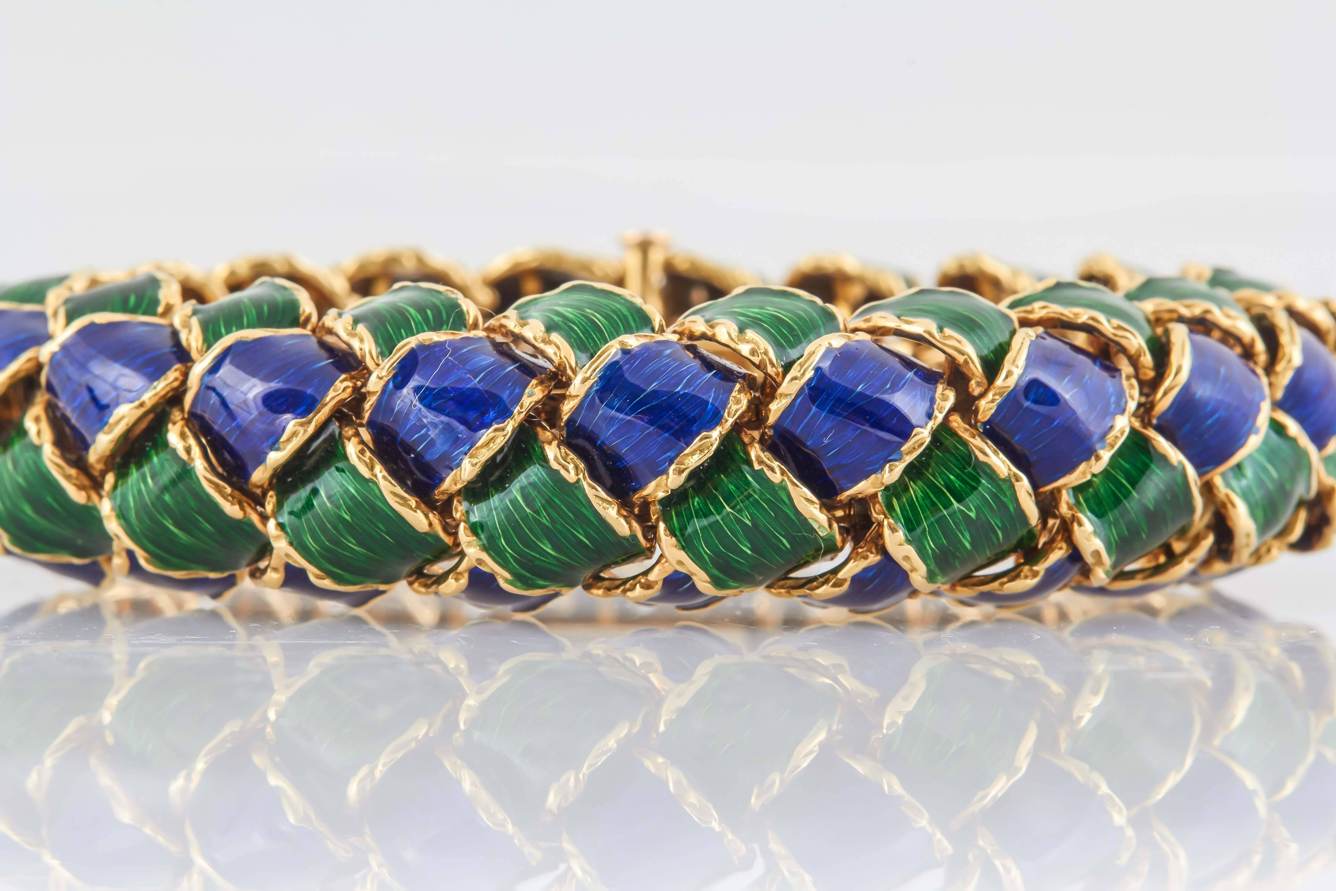 Schlumberger Tiffany & Co. Enamel Gold Bracelet In New Condition In New York, NY