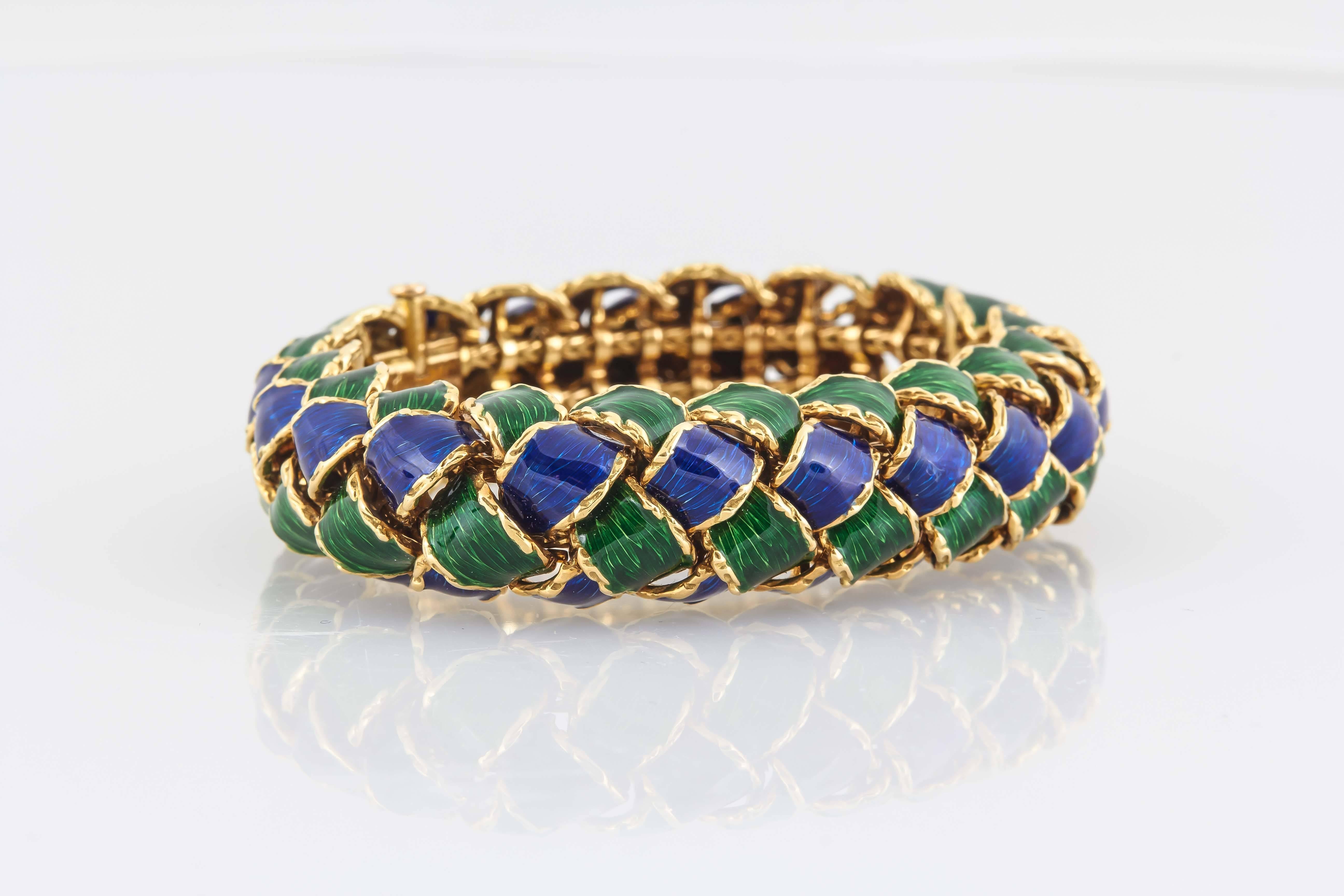 Schlumberger Tiffany & Co. Enamel Gold Bracelet 1