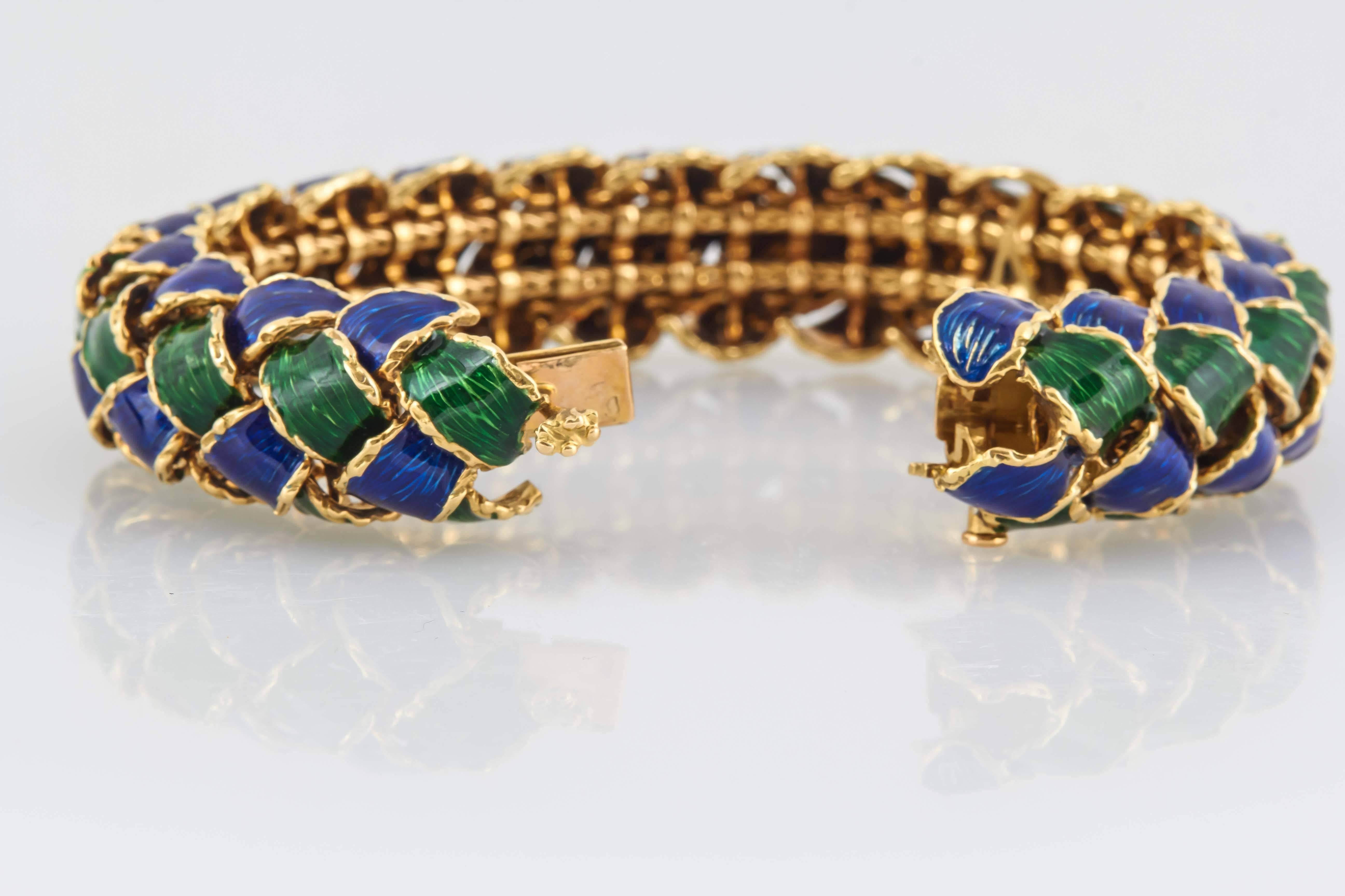 Schlumberger Tiffany & Co. Enamel Gold Bracelet 2