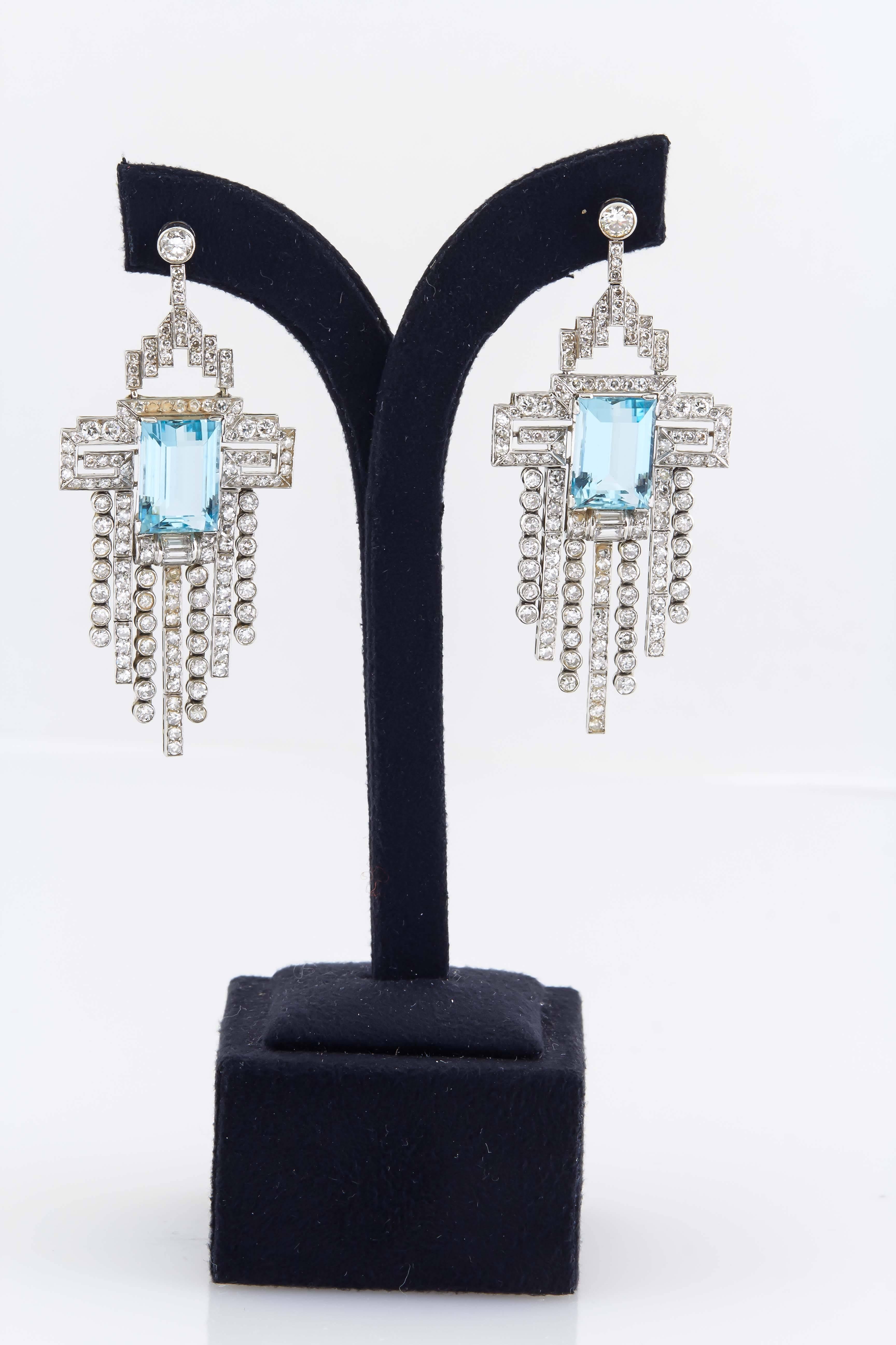 Aquamarine  Diamond Accent Necklace Ring  Earring set  In Excellent Condition In New York, NY