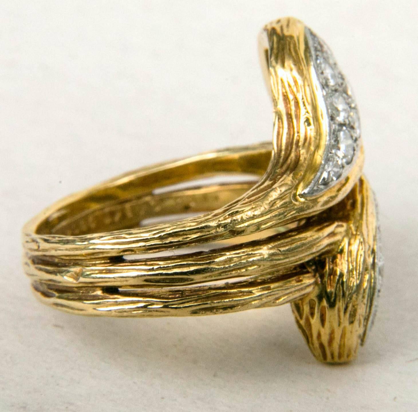 Van Cleef & Arpels Gold Diamond Snake Ring In Excellent Condition In St.amford, CT