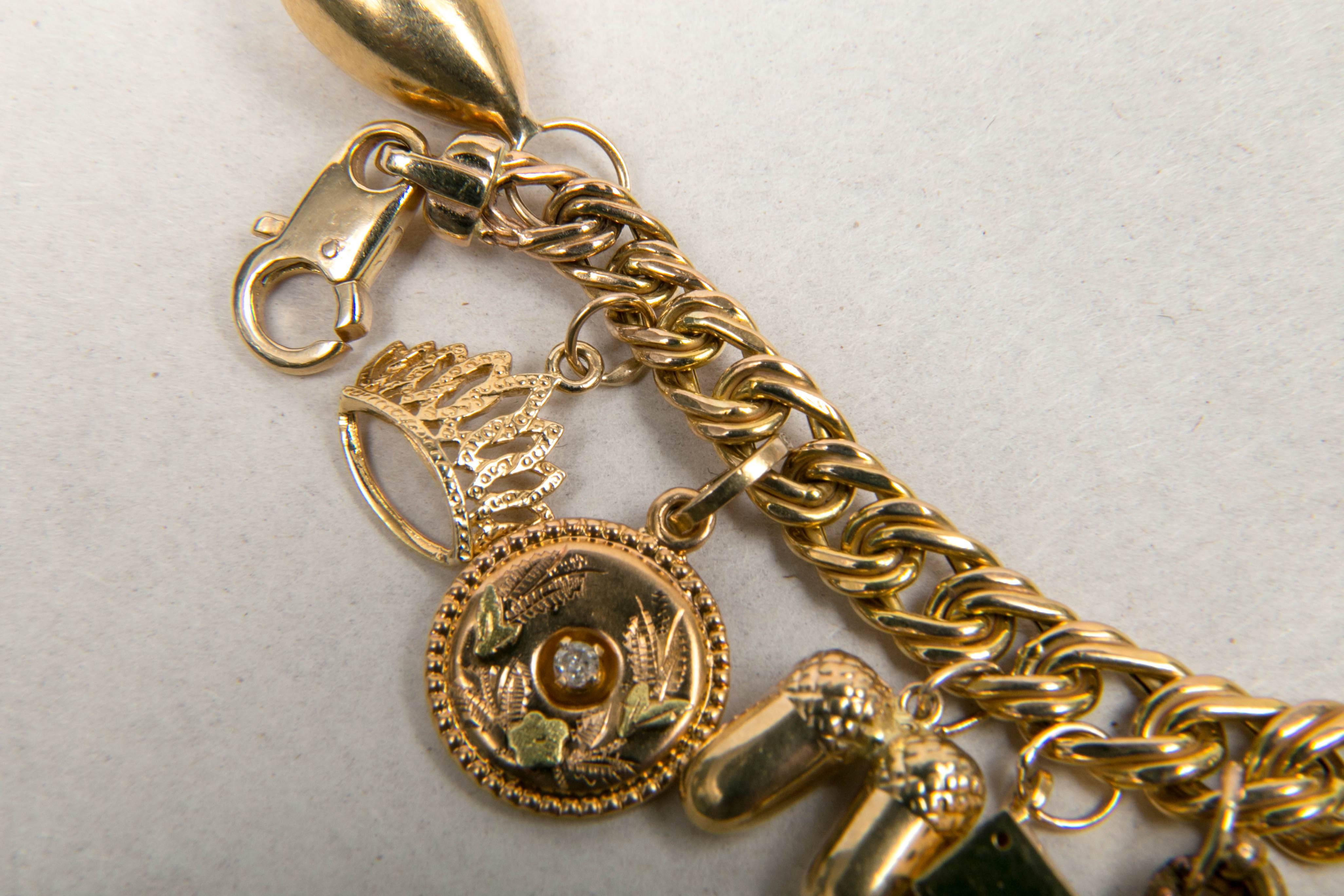 Women's  Victorian And Mid Century Charm Bracelet For Sale