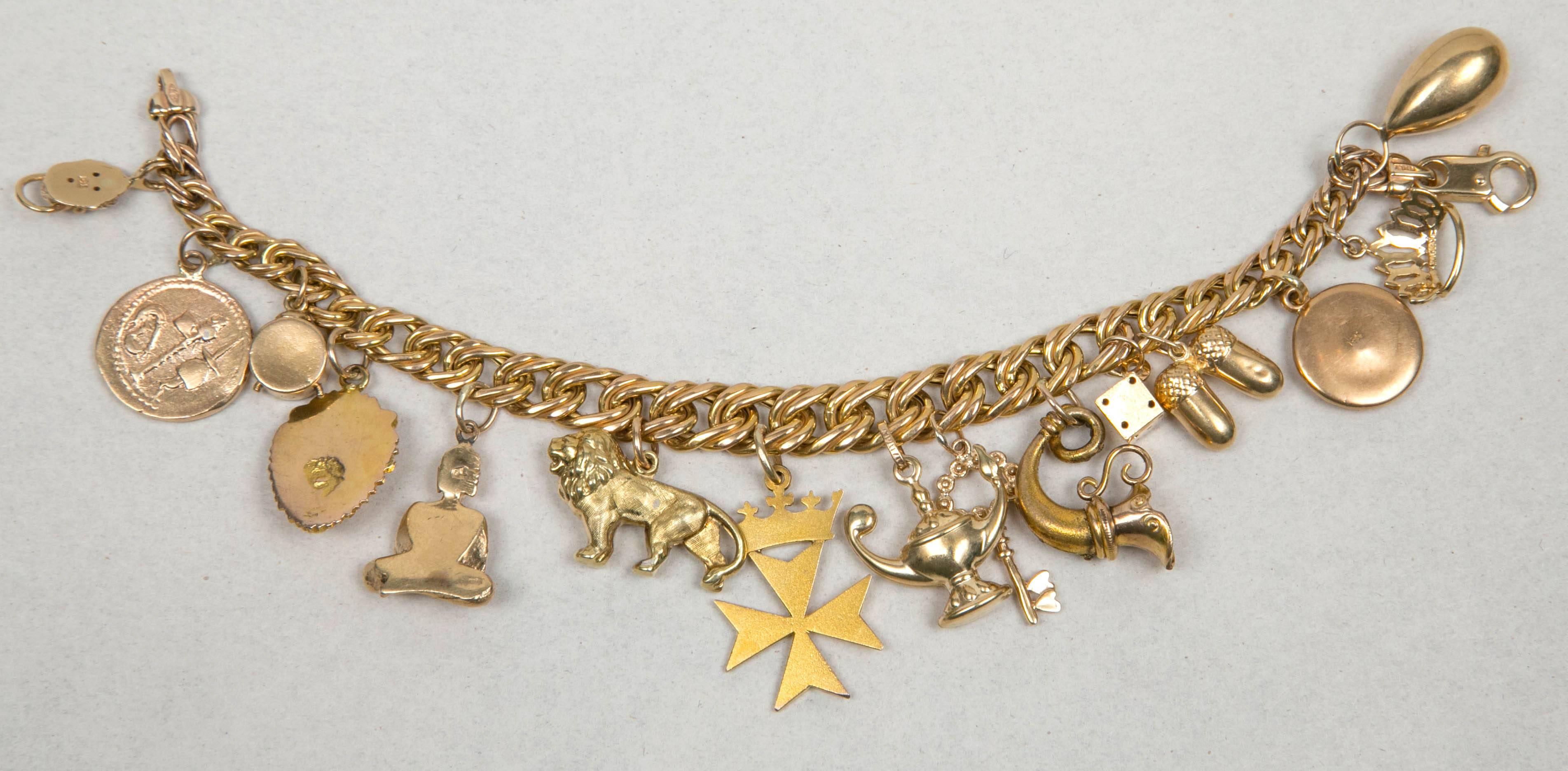  Victorian And Mid Century Charm Bracelet For Sale 2