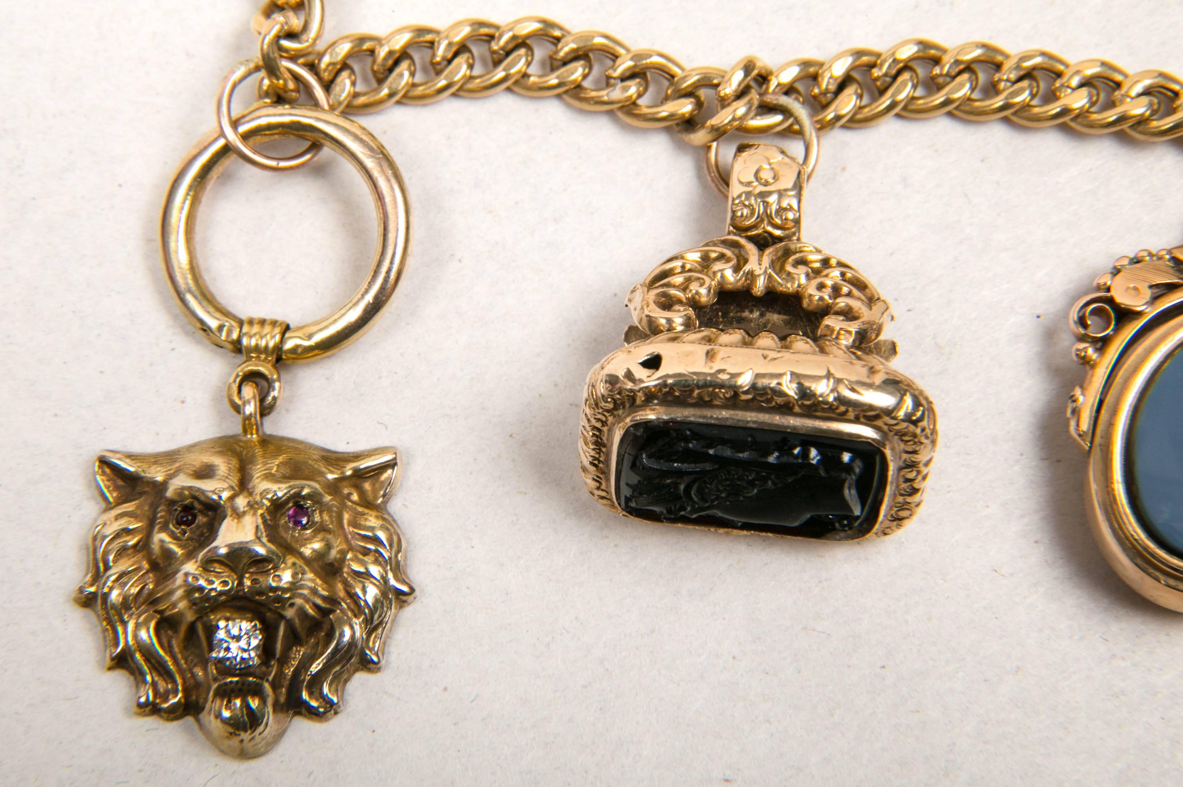 Victorian Charm Necklace  In Excellent Condition In St.amford, CT