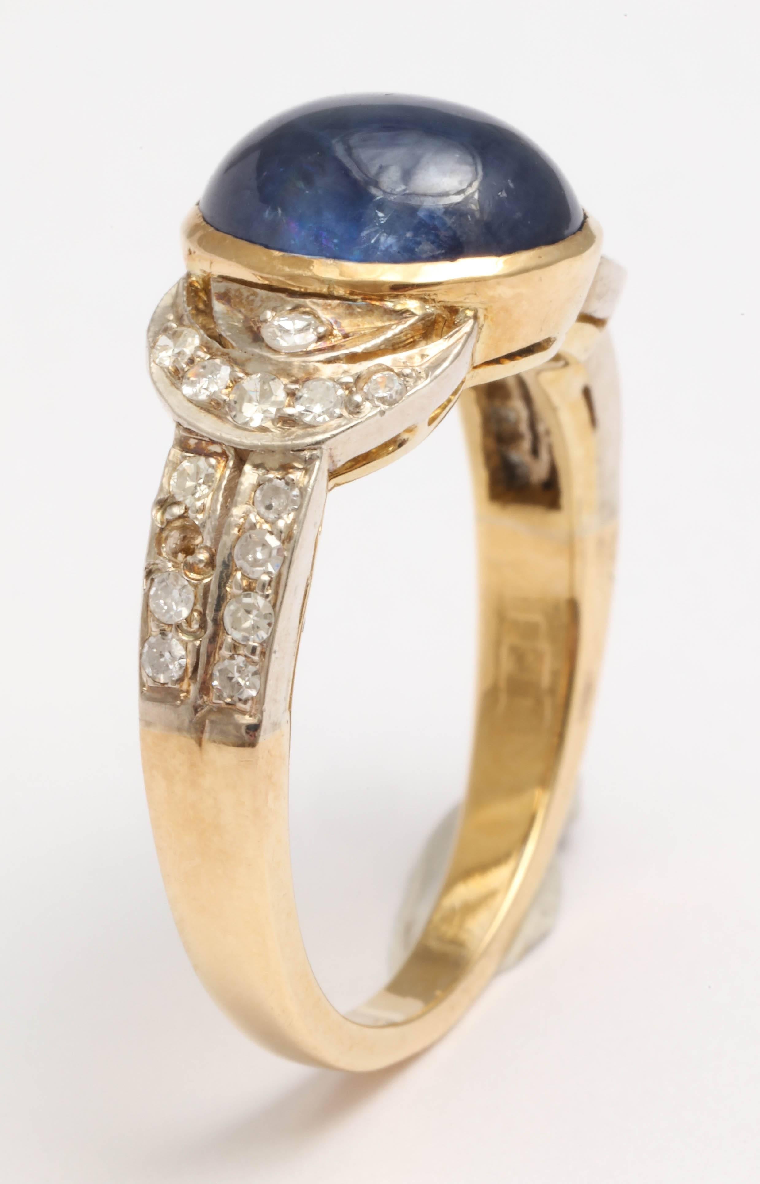 Women's Edwardian Cabochon Sapphire and Diamond Ring