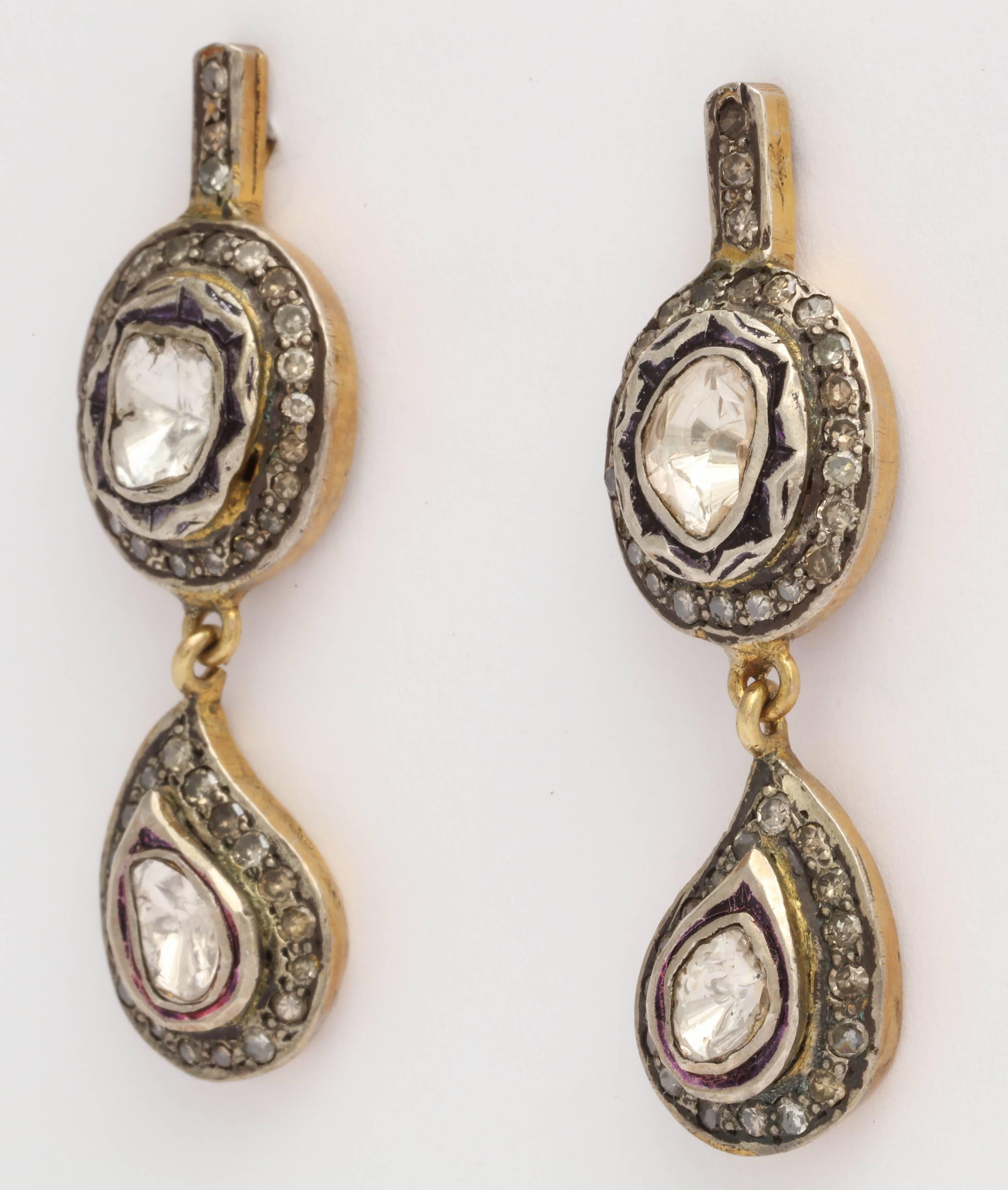Women's Rose Diamond Silver Gold Earrings