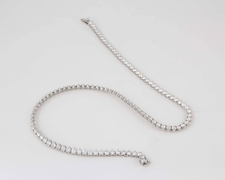 Fine Three Prong Diamond Tennis Necklace For Sale at 1stDibs 3 prong tennis necklace
