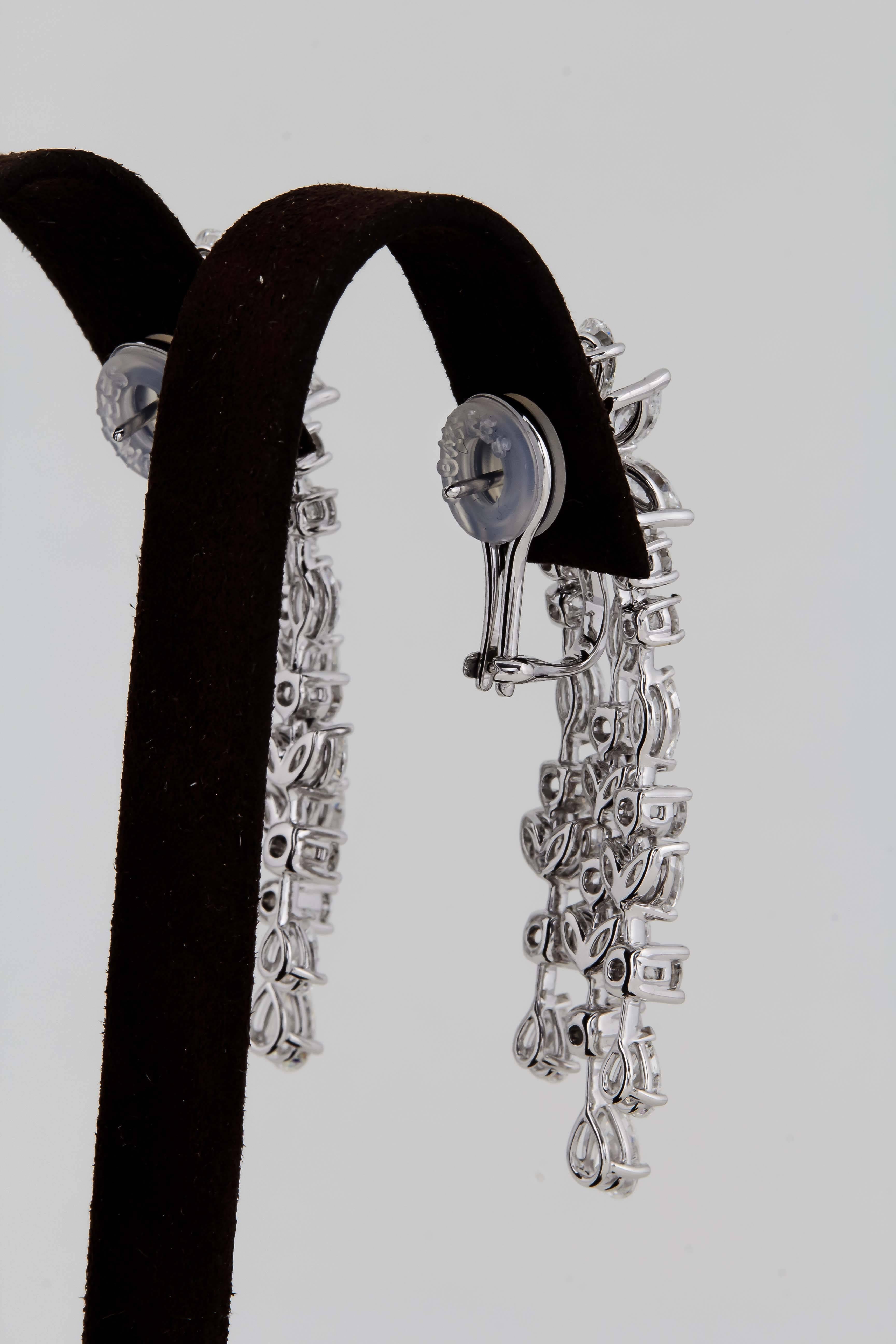 Boucles d'oreilles chandelier - Diamant en vente 1