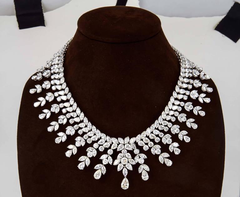 Diamond Scene Important 150 Carat Diamonds Platinum Drop Necklace In New Condition For Sale In New York, NY