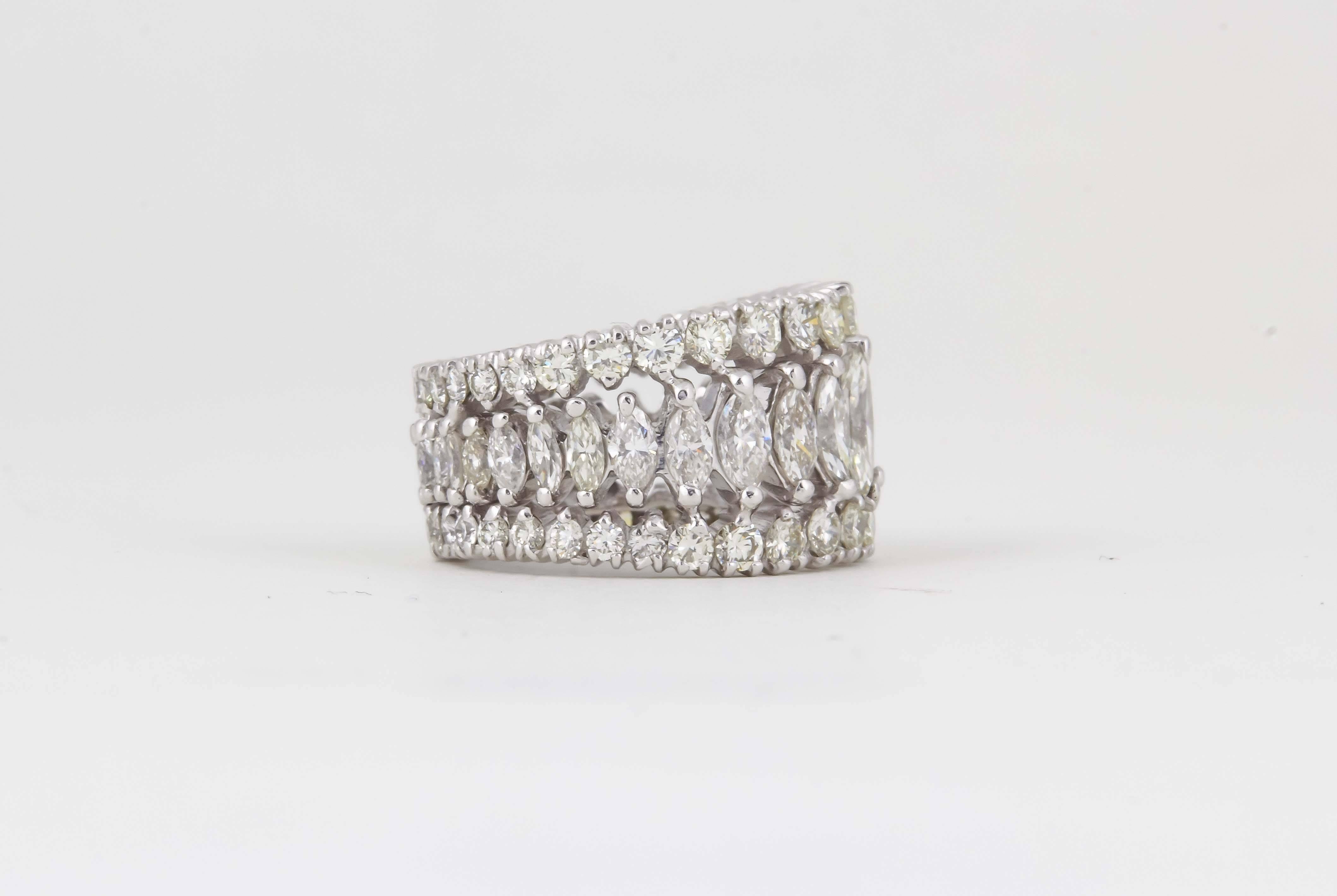 marquise and round diamond eternity band