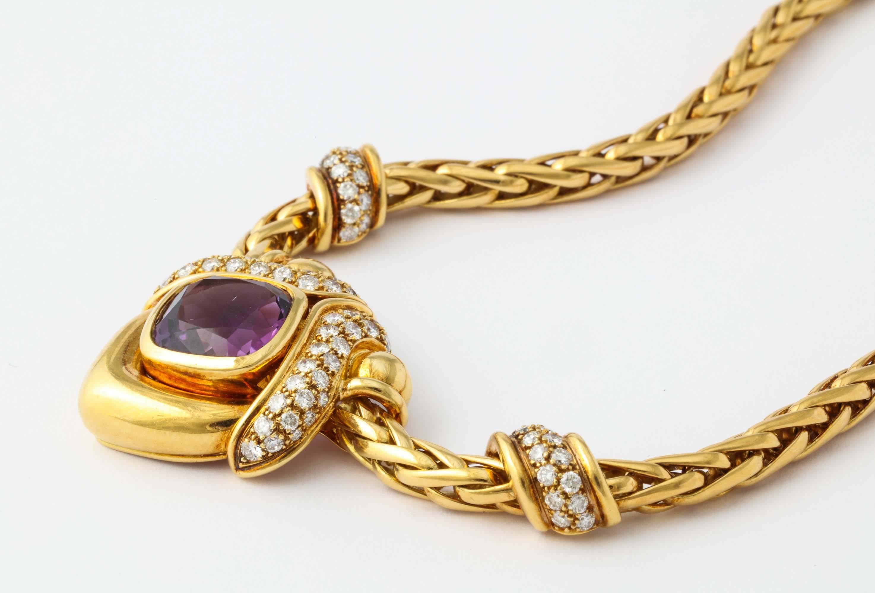 Boivin Gold Amethyst and Diamond necklace 2