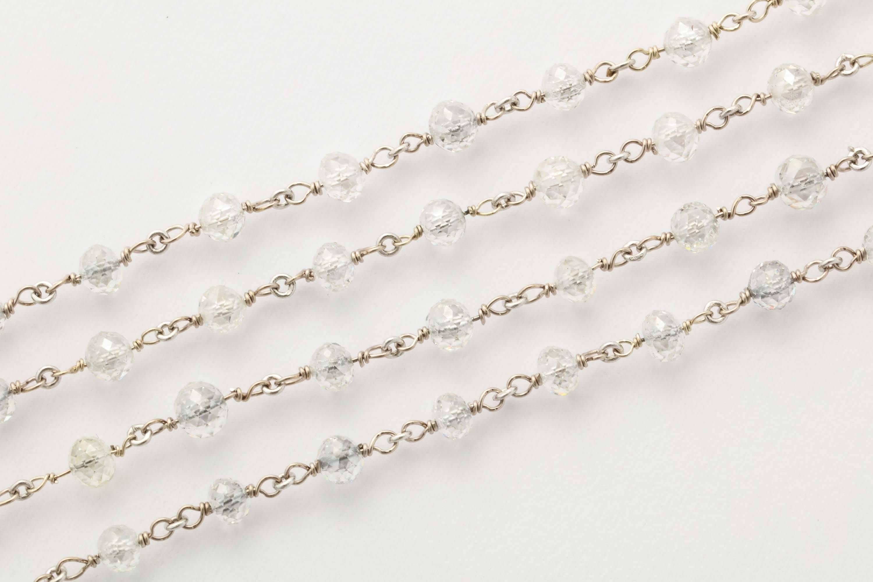 114 briolette diamonds  approximately 50 carats
35 1/2 inches long