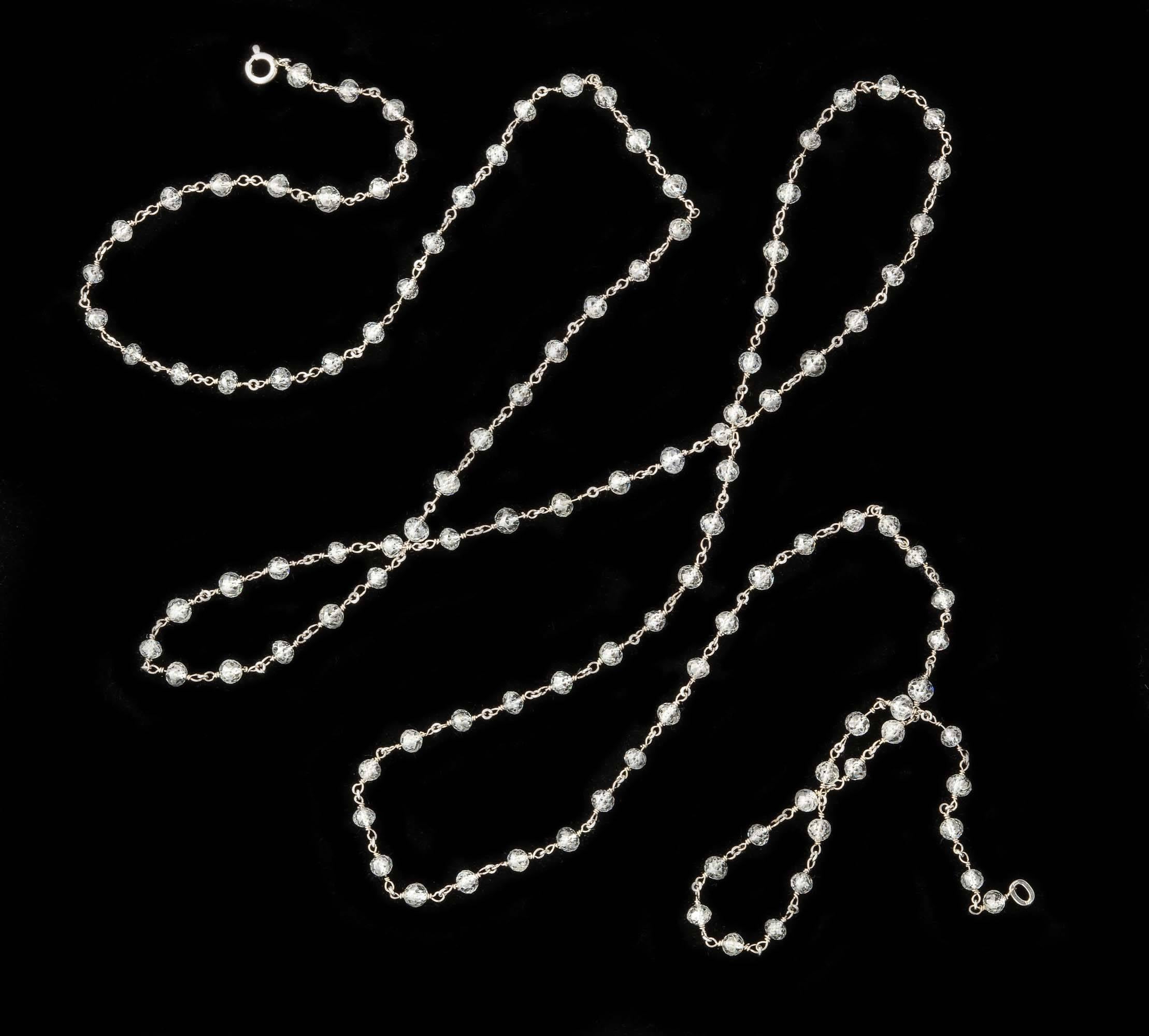 Gold and Diamond Bead Chain In New Condition In New York, NY