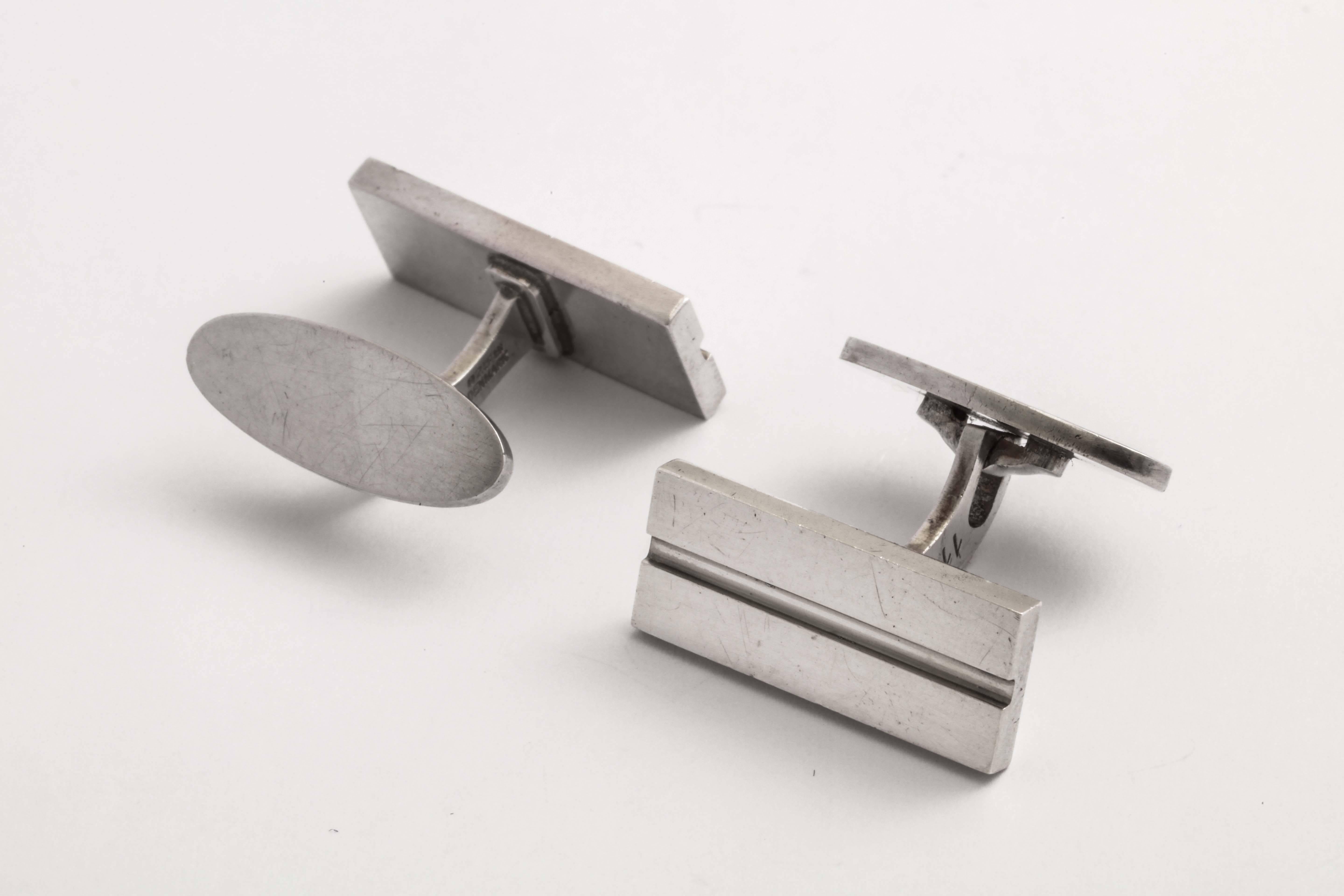 Georg Jensen Danish Art Deco Sterling Silver Cufflinks In New Condition For Sale In New York, NY