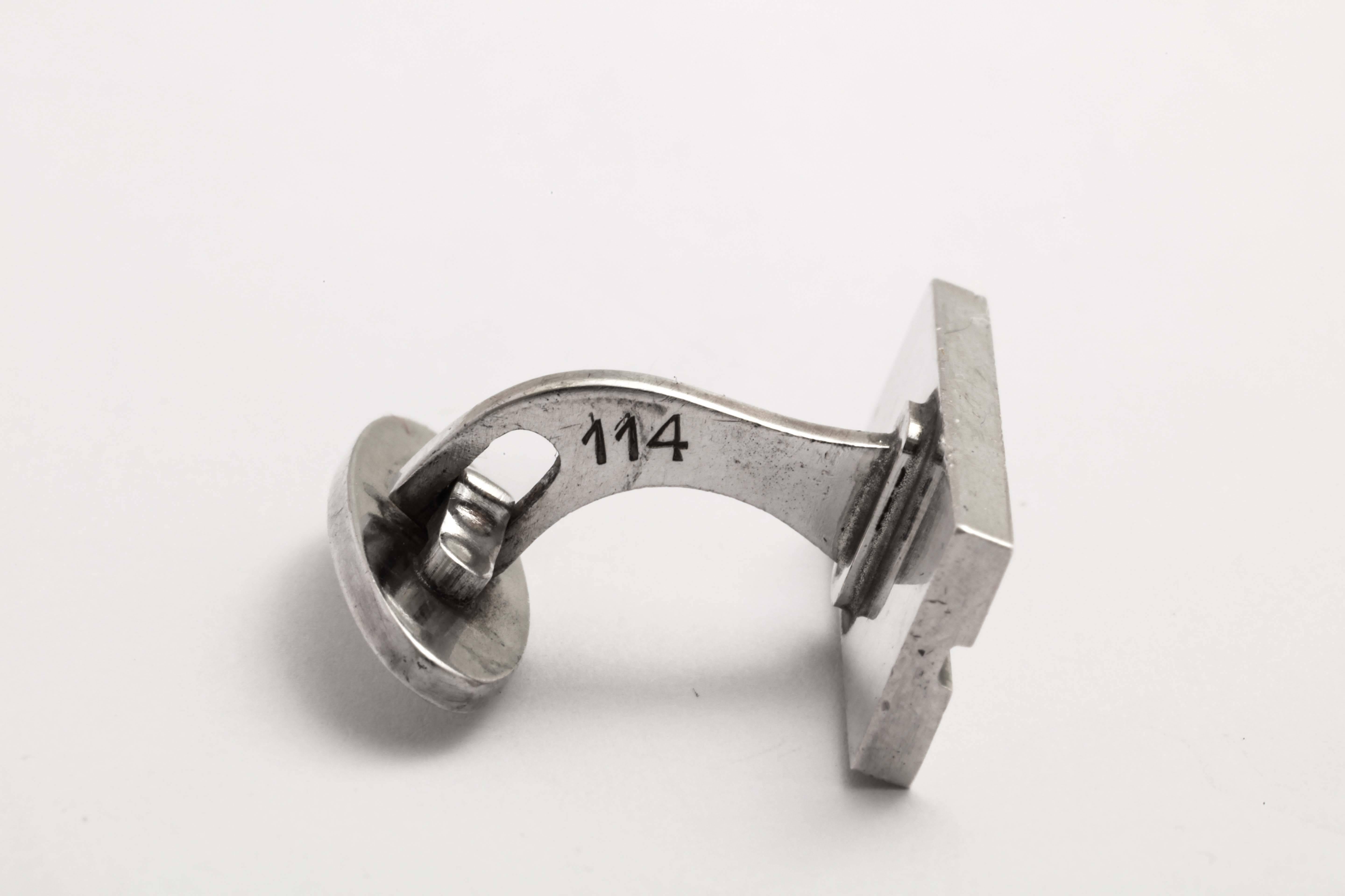 Men's Georg Jensen Danish Art Deco Sterling Silver Cufflinks For Sale