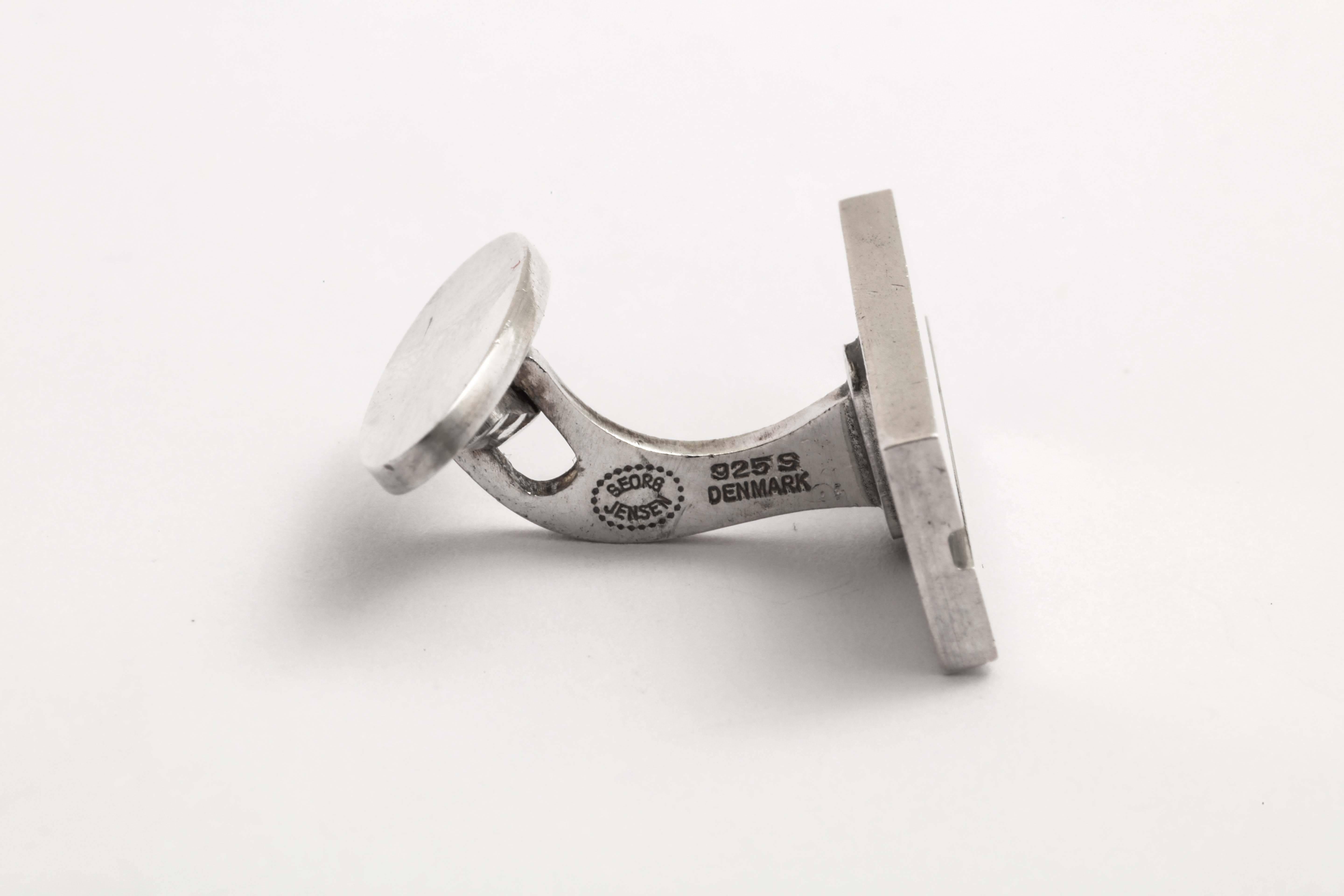 Georg Jensen Danish Art Deco Sterling Silver Cufflinks For Sale 1