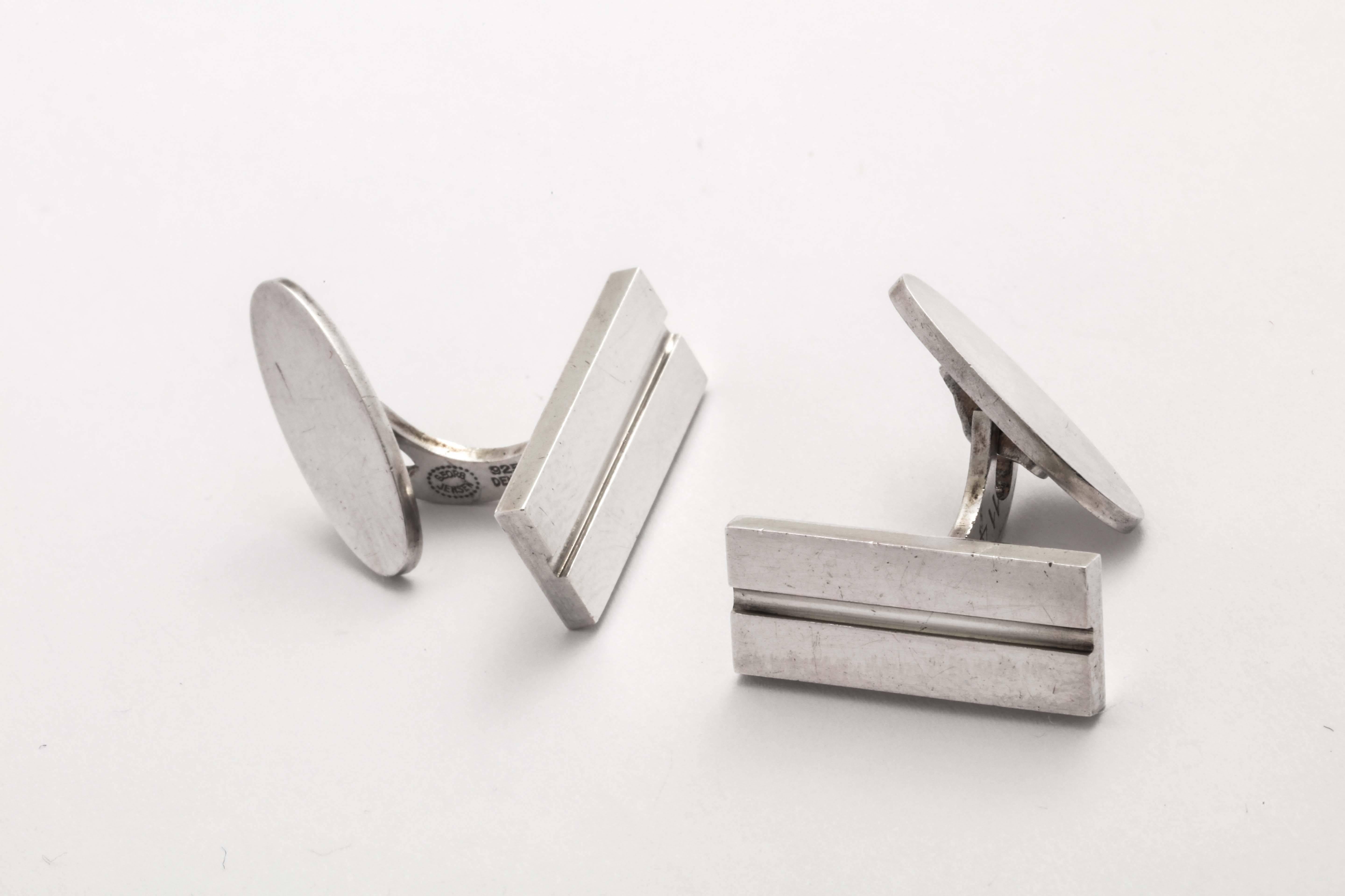 Georg Jensen Danish Art Deco Sterling Silver Cufflinks For Sale 2