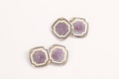 Foster & Bailey Co. American Art Deco Silver and Guilloche Enamel Cufflinks