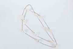 Diamond Scene Baroque Pearl Black Diamond Gold Long Chain Necklace