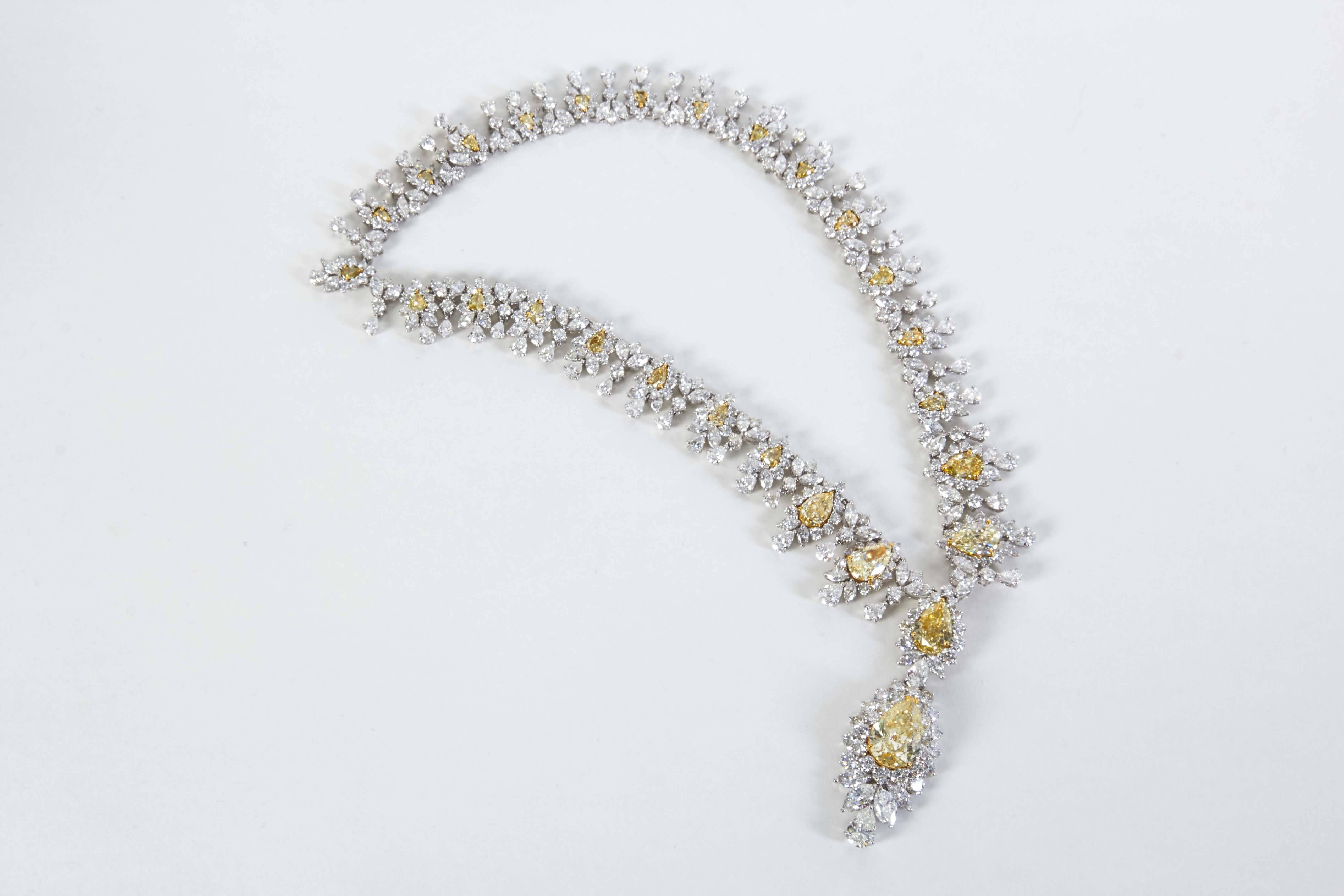 yellow and white diamond necklace