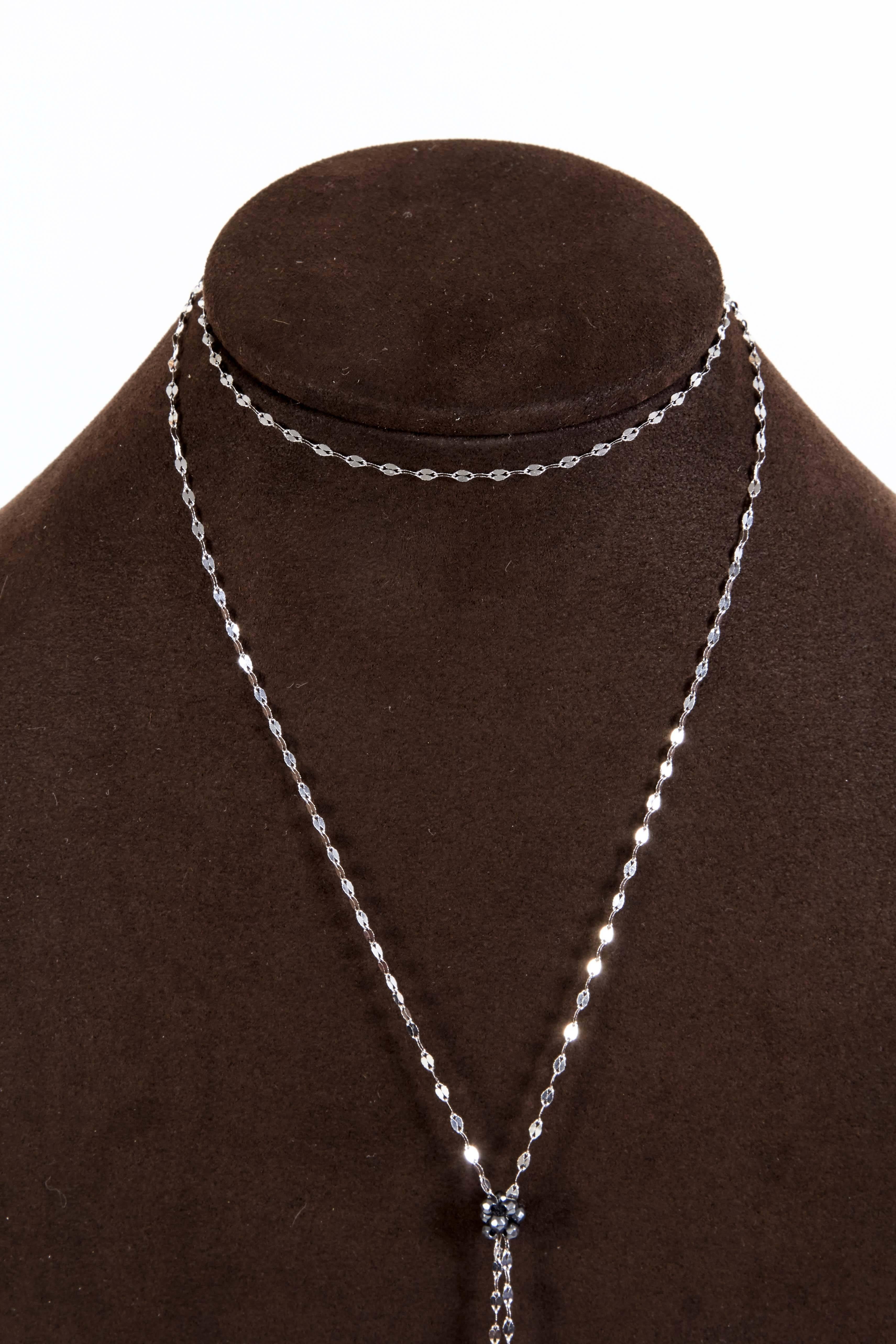 Baroque Pearl Black Diamond Gold Lariat Necklace  1
