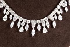 Multi Shape Diamonds Gold Drop Choker Necklace