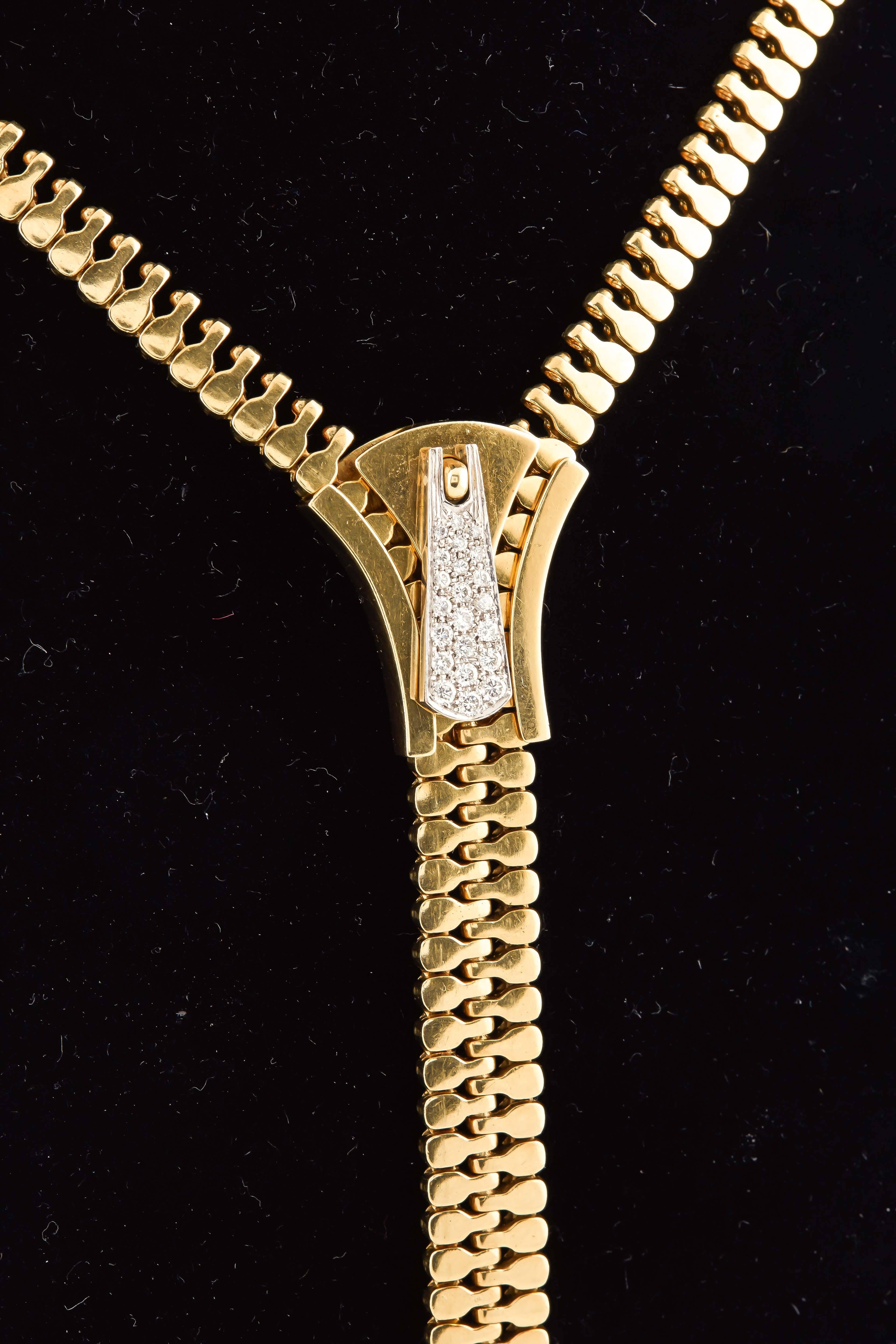 14k gold zipper necklace