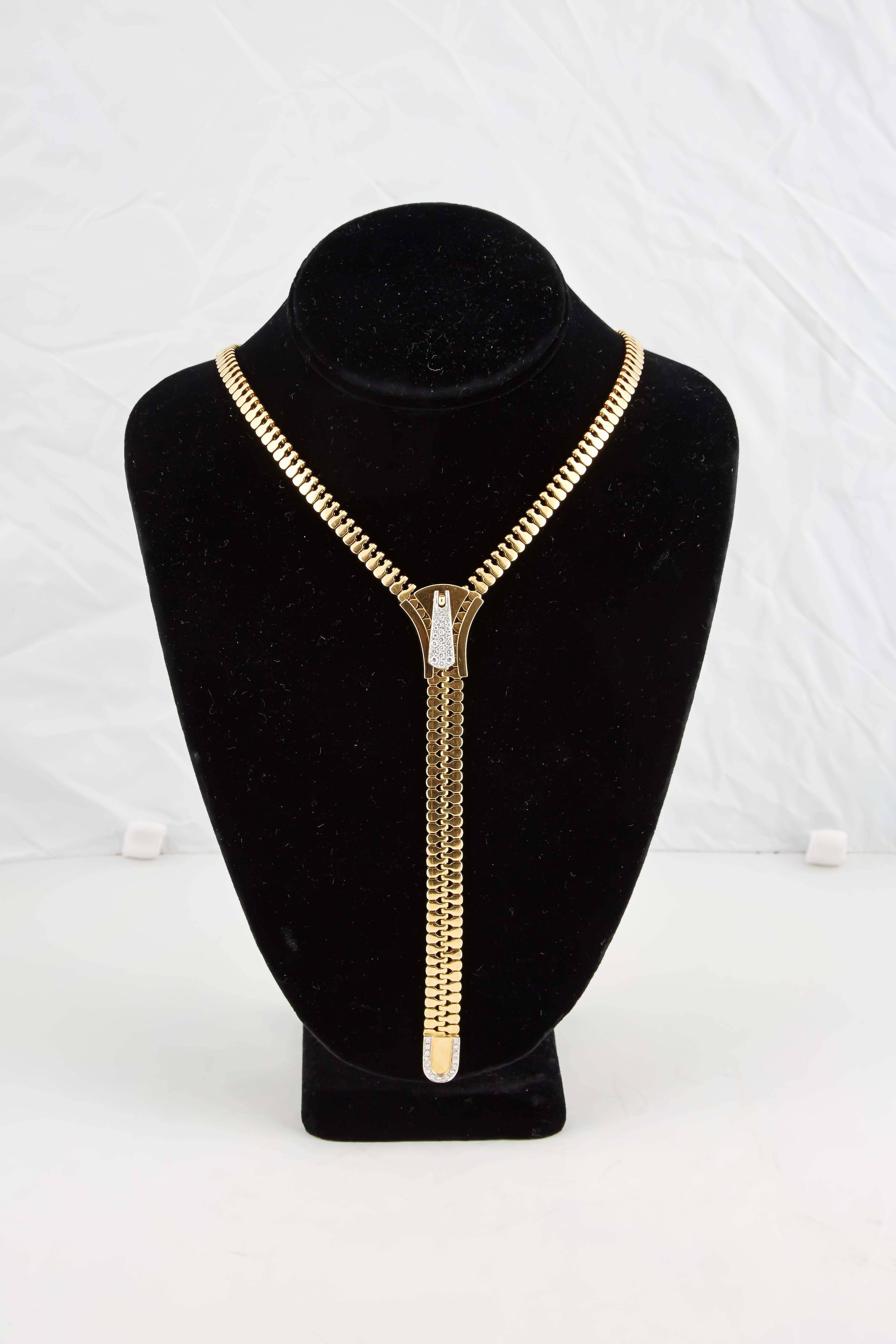 zipper necklace gold