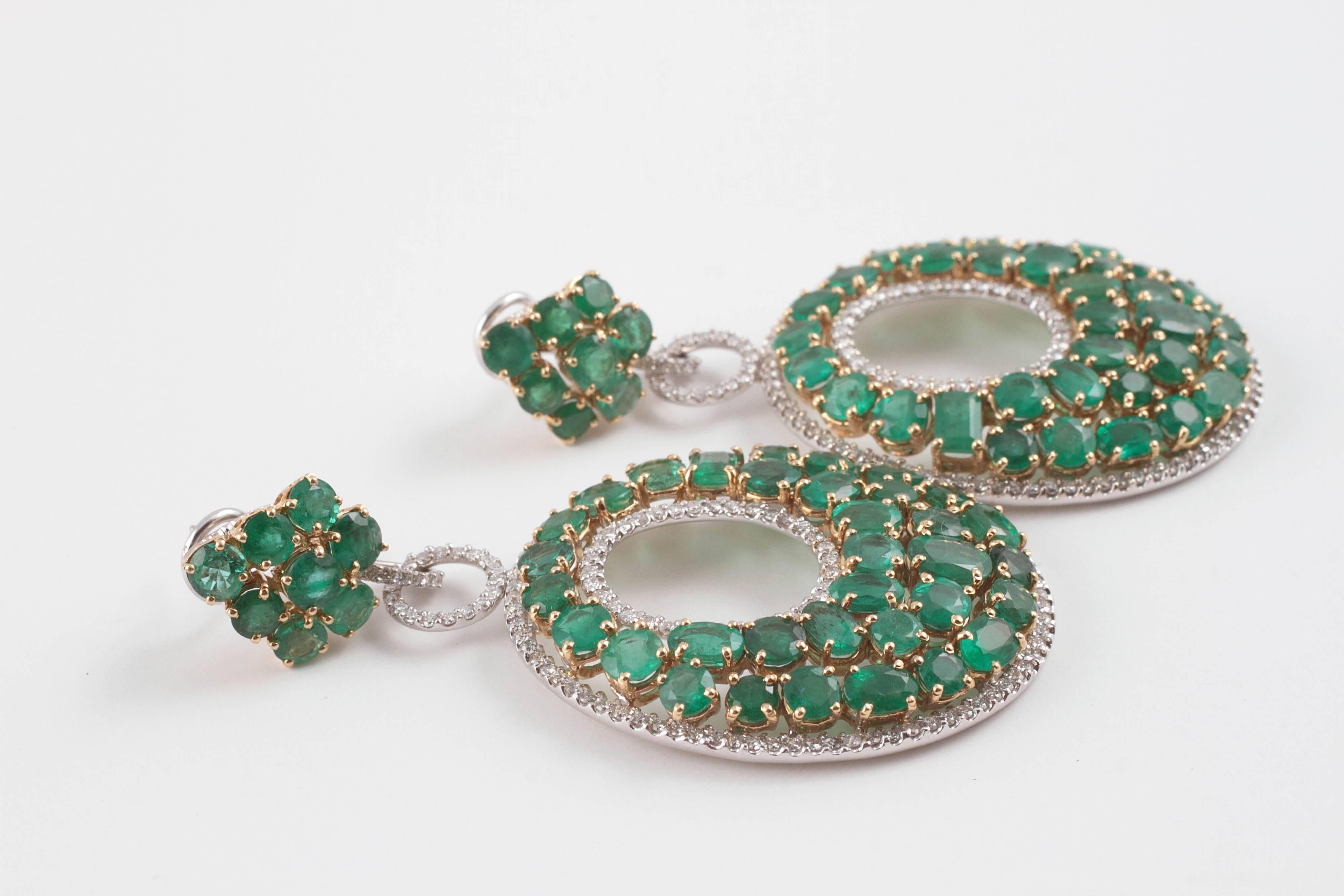 32.00 carat emerald and accent diamond earrings 2