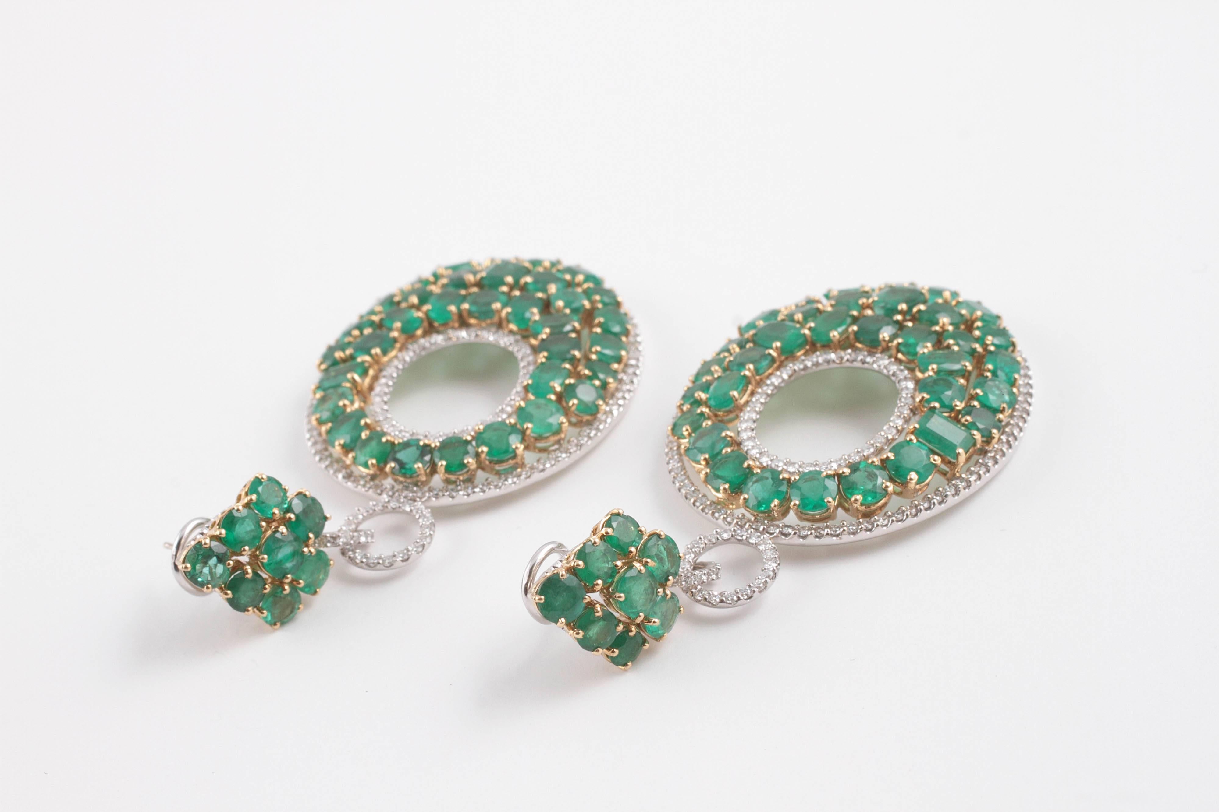 32.00 carat emerald and accent diamond earrings 3