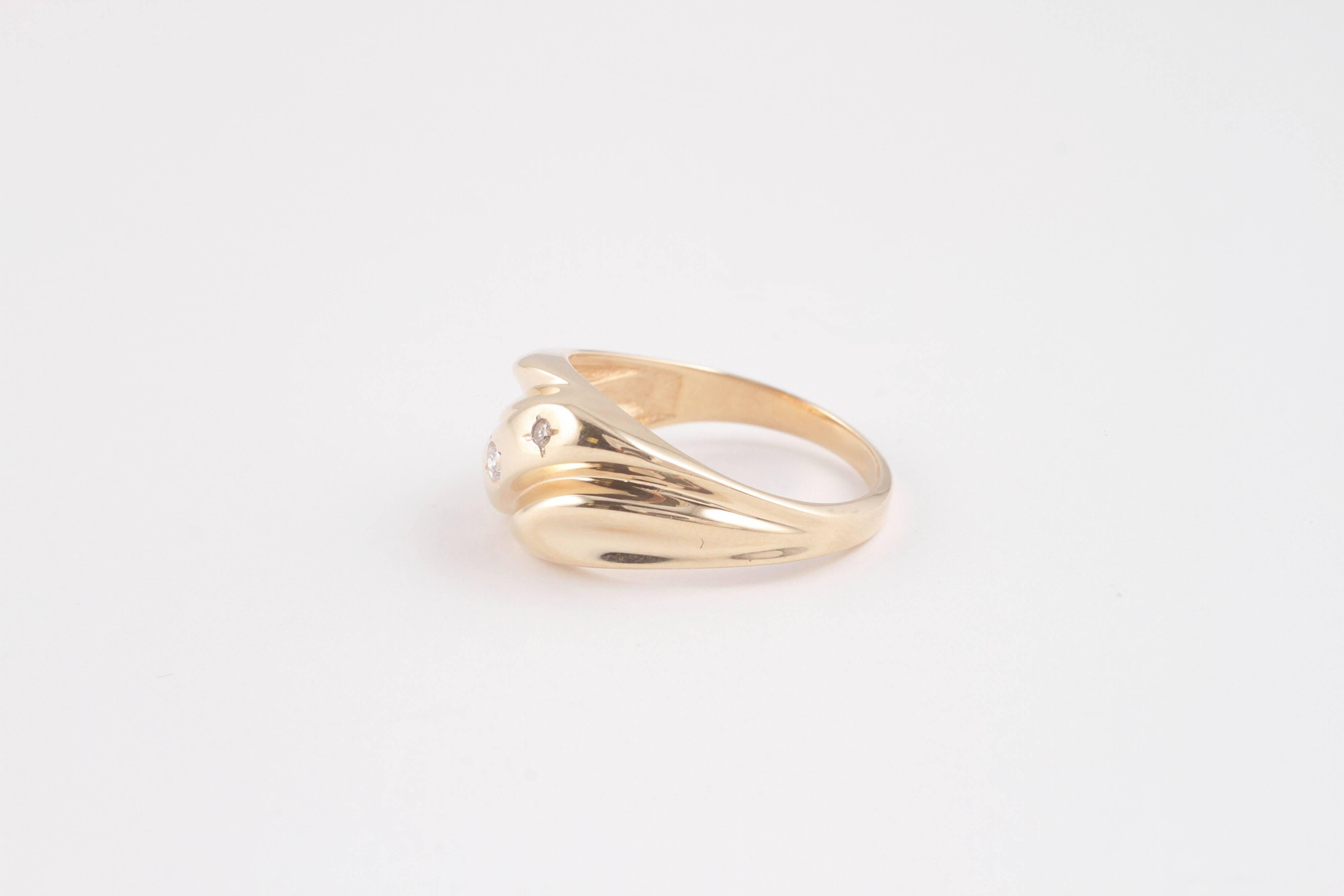 Women's or Men's Diamond Gold Swirl Ring