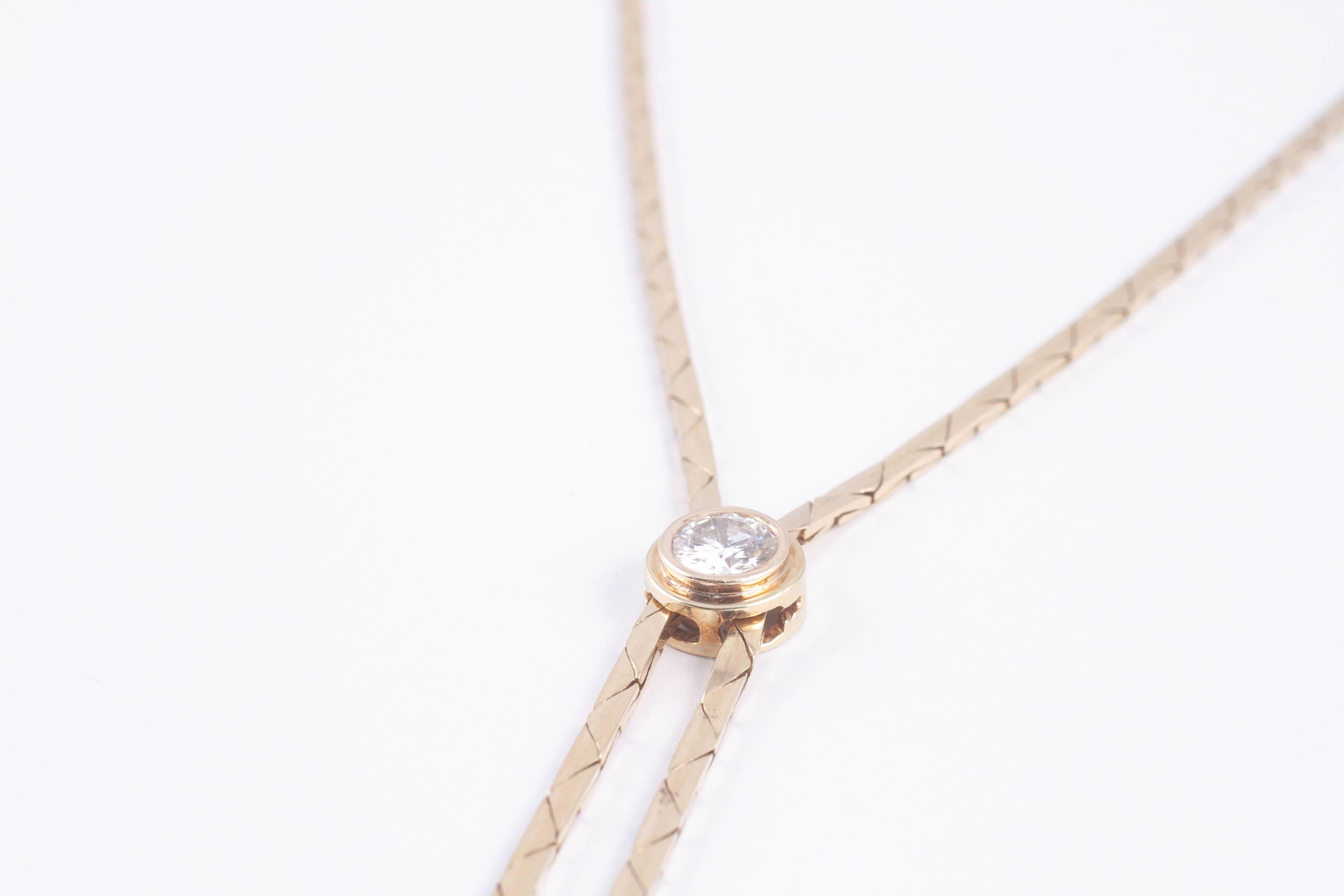 Women's 18 Karat Yellow Gold and 1.05 Carat Diamond Zipper Necklace