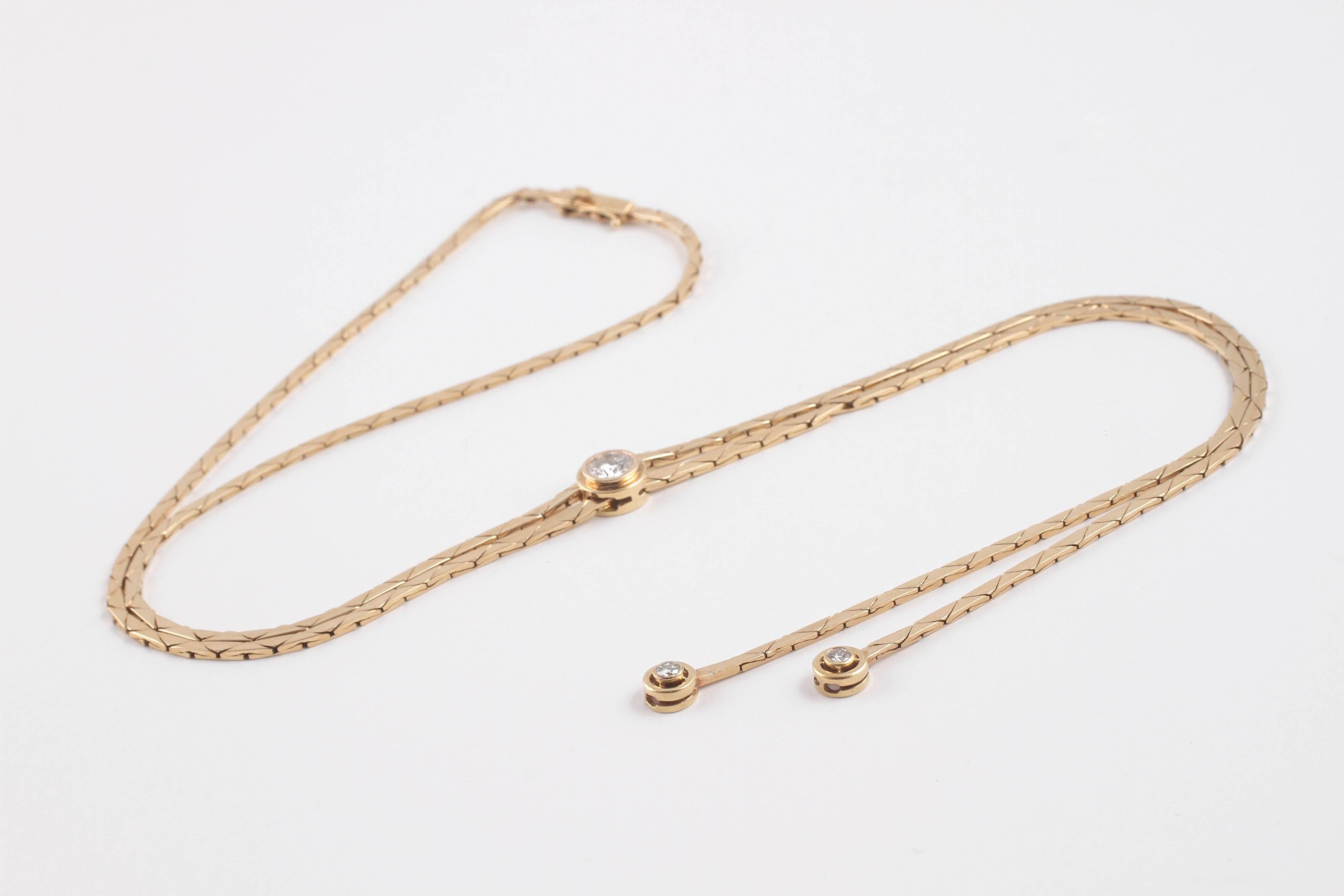 18 Karat Yellow Gold and 1.05 Carat Diamond Zipper Necklace 1