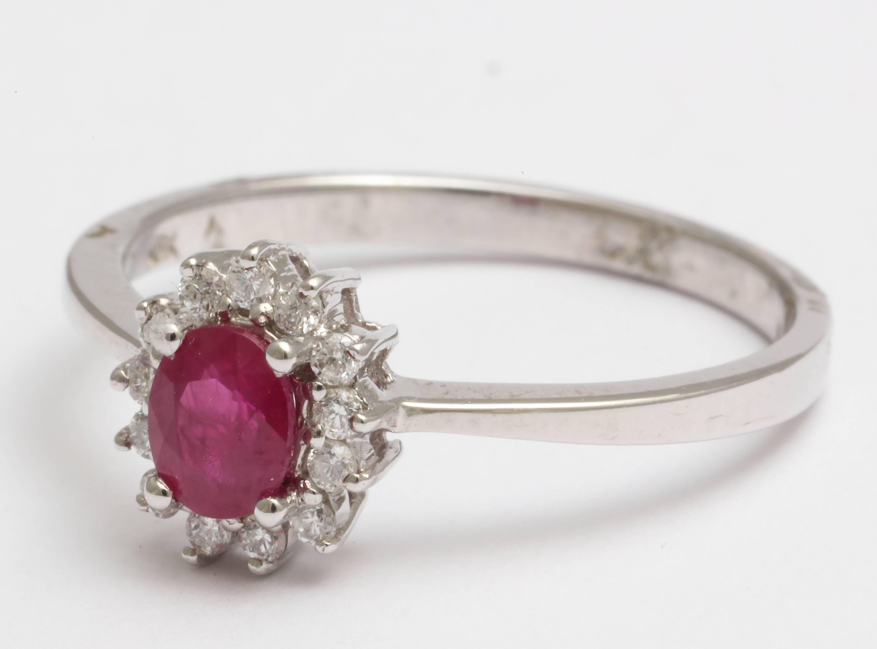 Women's or Men's Sweet Ruby and Diamond Ring For Sale