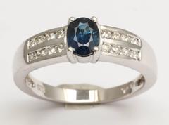 Blue Sapphire Diamond Gold Ring