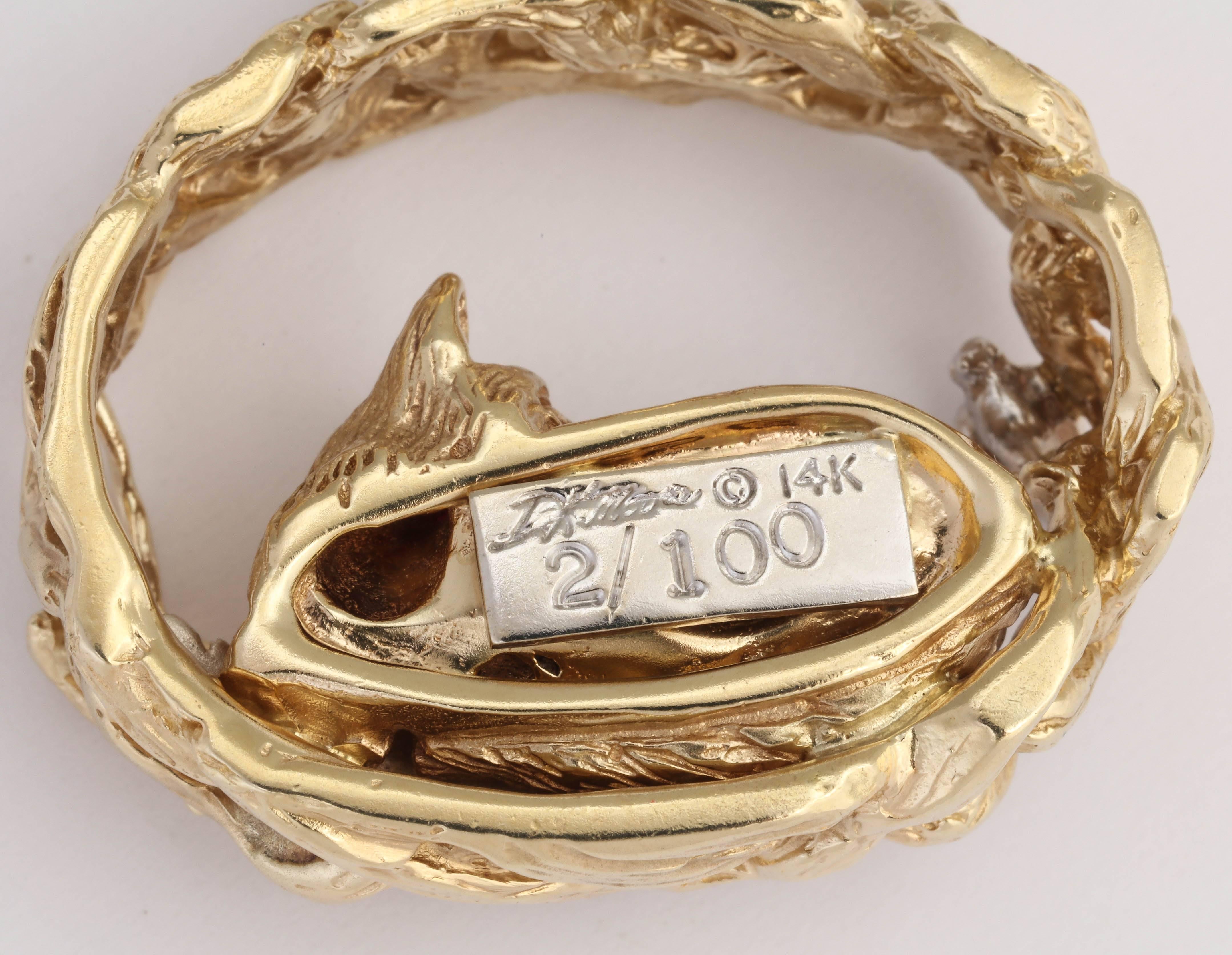 Artisan Rare Gold Fox in his Den Pendant For Sale
